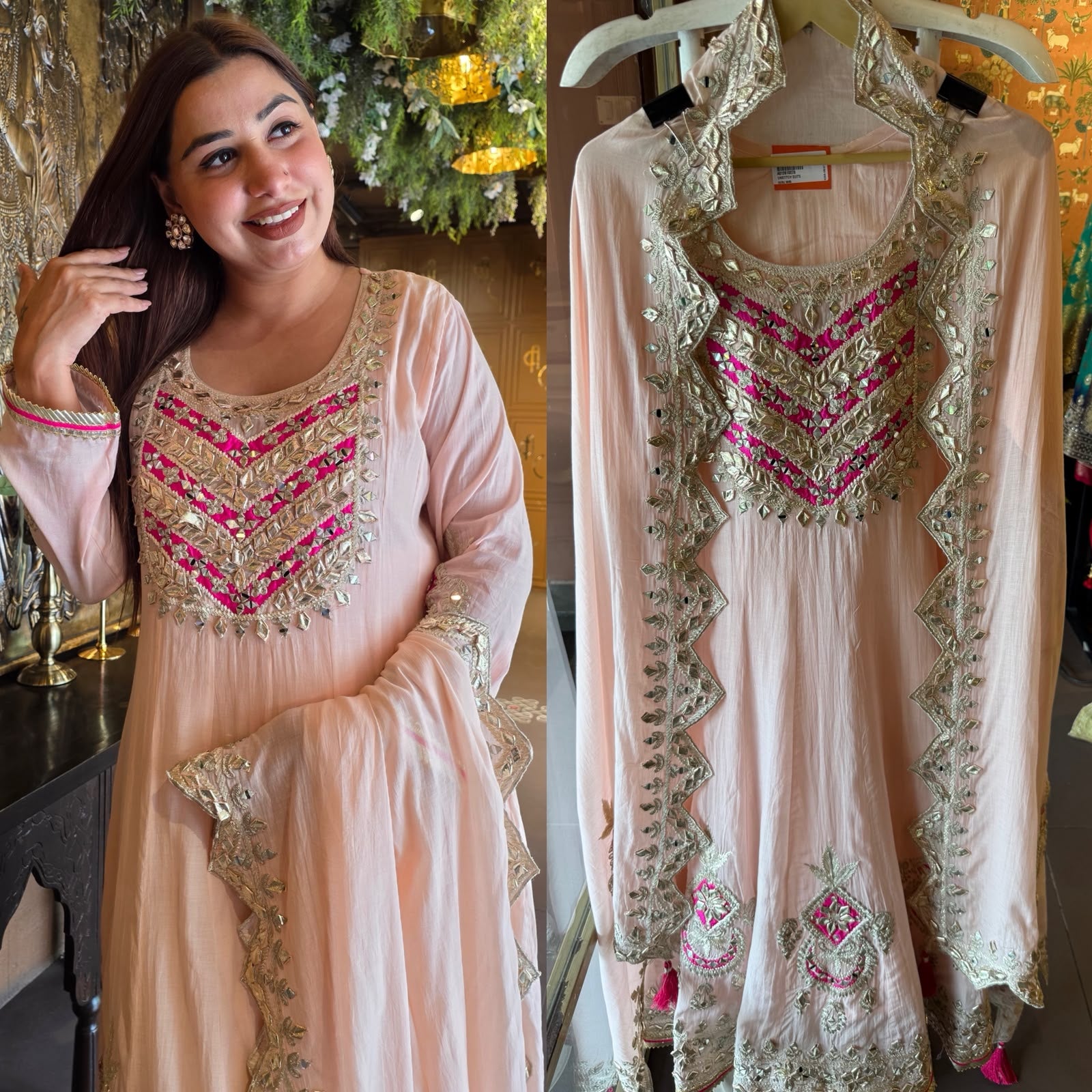Blush Pink Embroidered Anarkali Suit Set