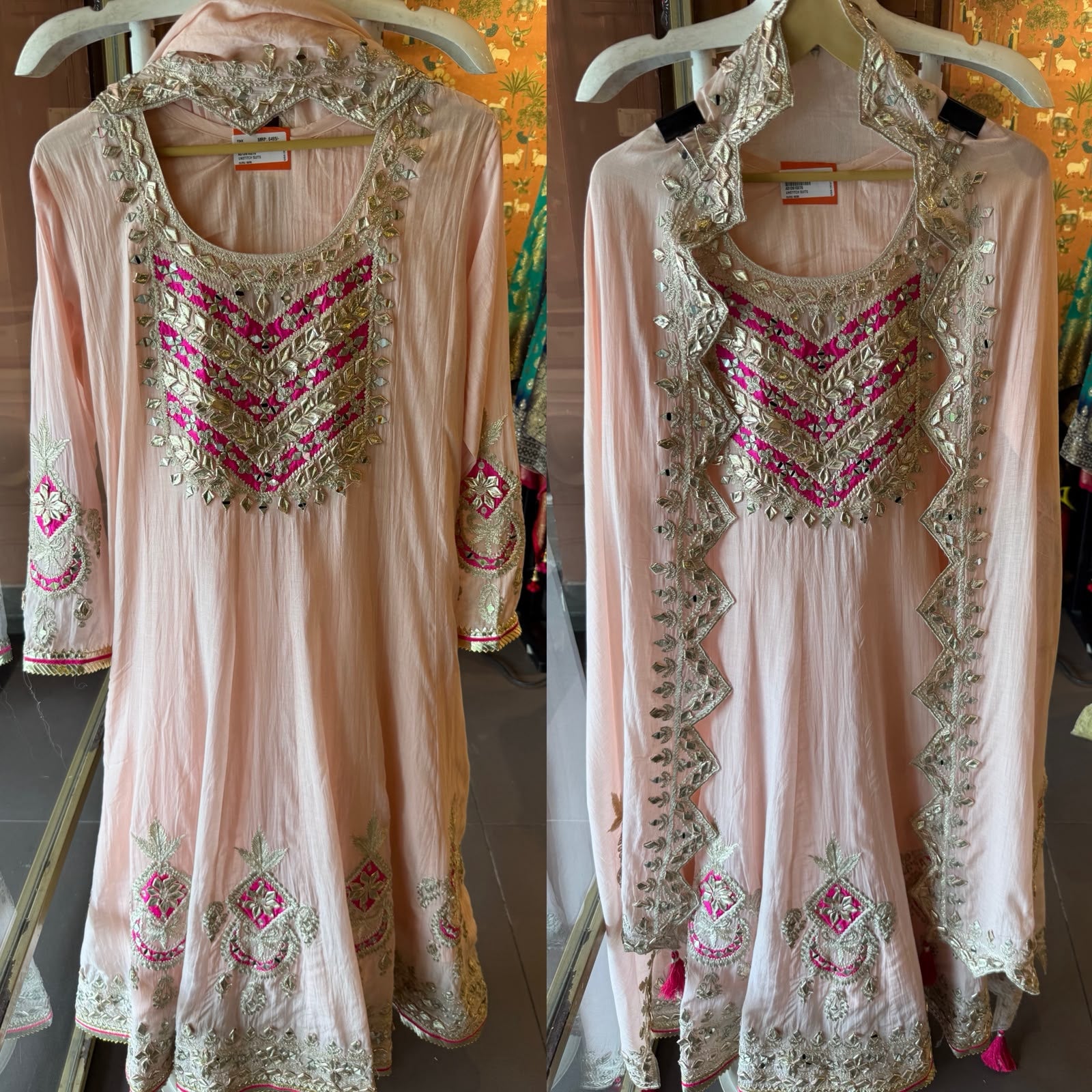 Blush Pink Embroidered Anarkali Suit Set