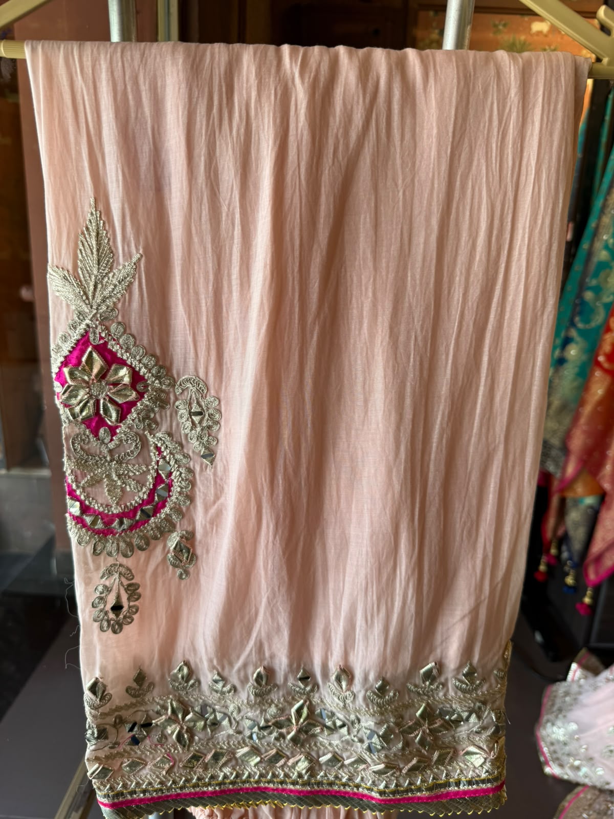 Blush Pink Embroidered Anarkali Suit Set
