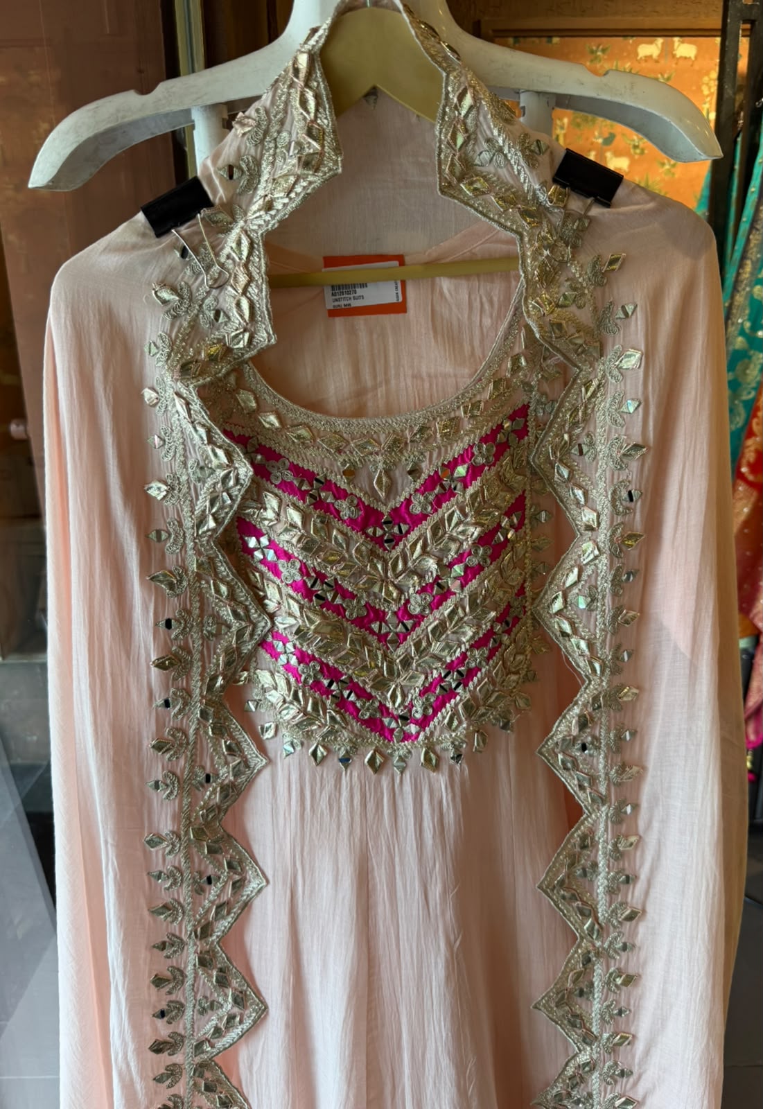 Blush Pink Embroidered Anarkali Suit Set