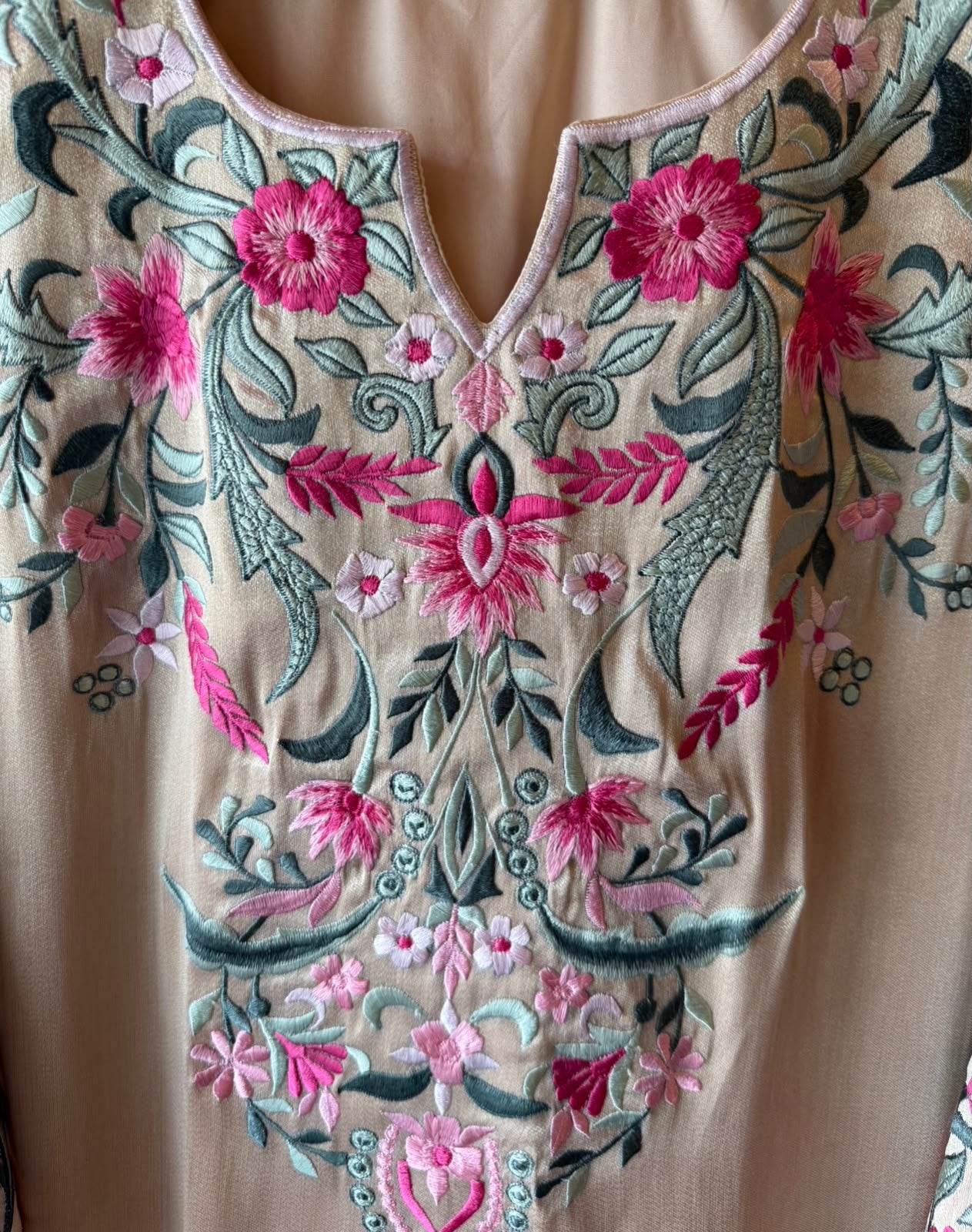 Floral Multi coloured thread Embroidered Suit Set