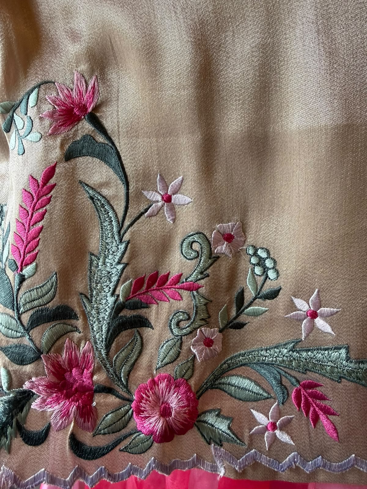 Floral Multi coloured thread Embroidered Suit Set