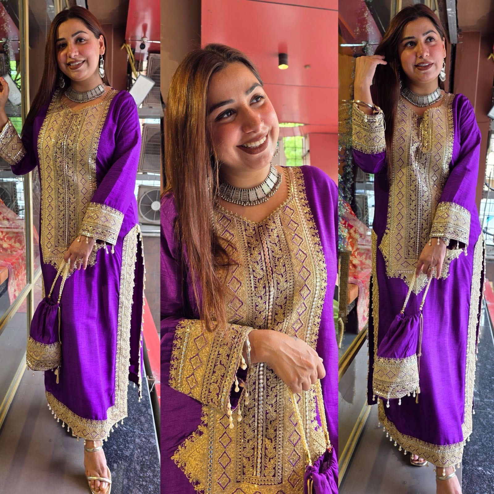 Traditional embroidered kurta set