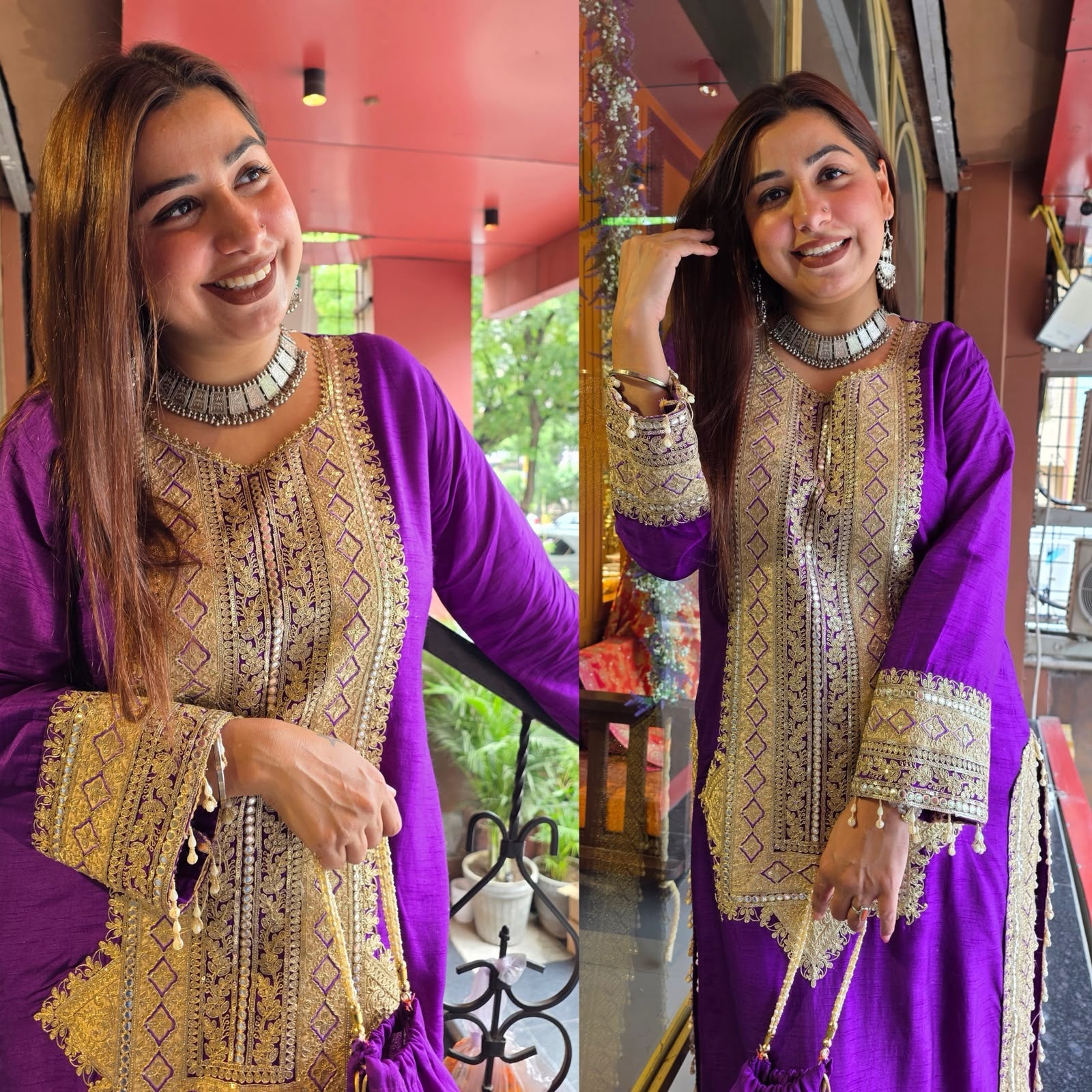 Traditional embroidered kurta set
