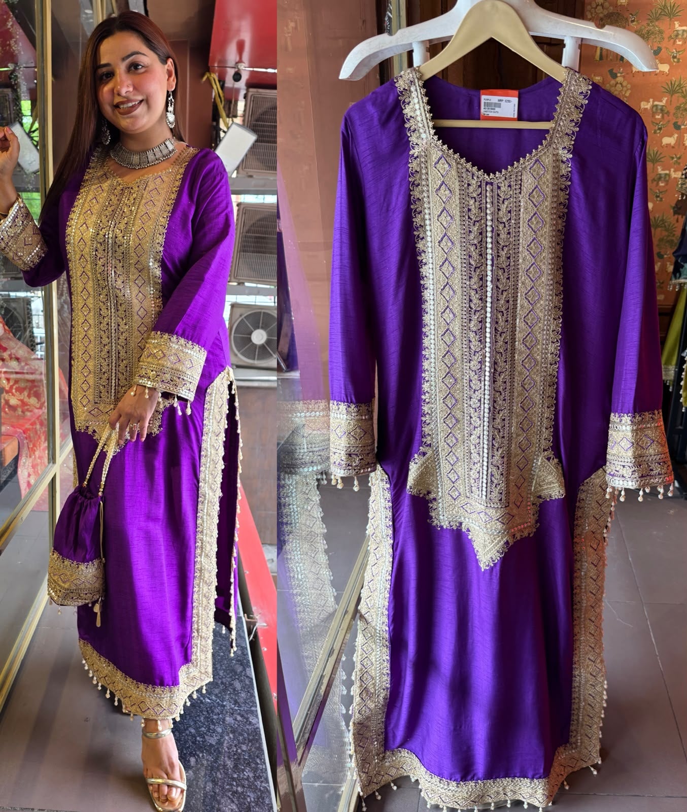 Traditional embroidered kurta set