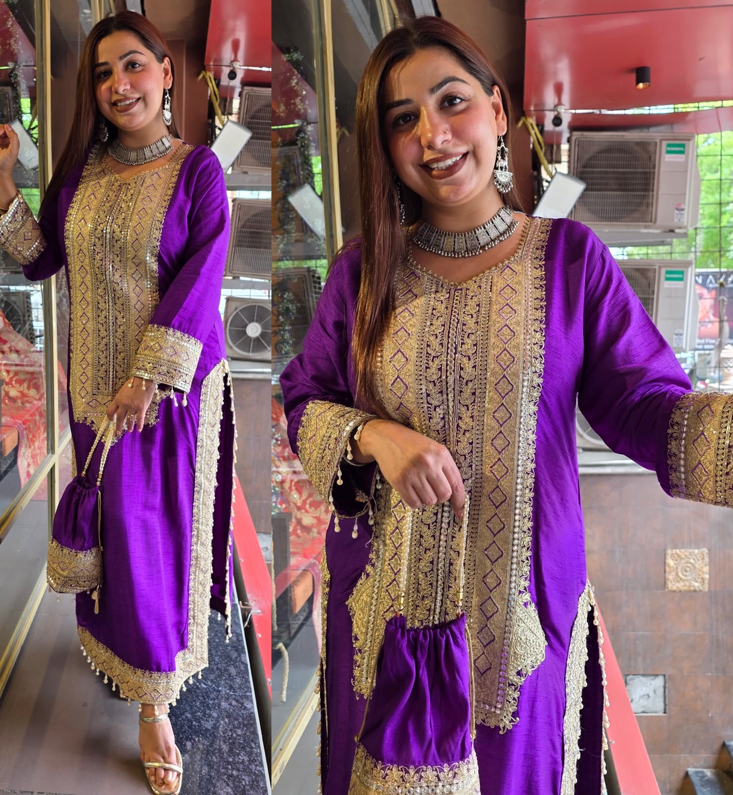 Traditional embroidered kurta set