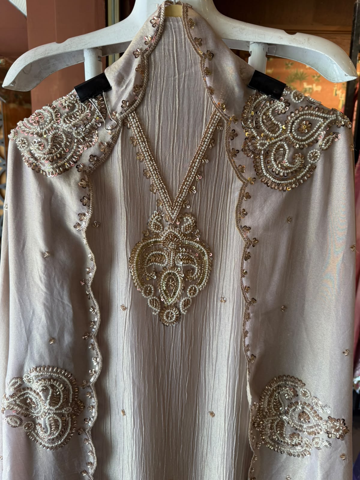 Beautiful pastel Crushed tissue Hand-Embroidered Luxury Suit