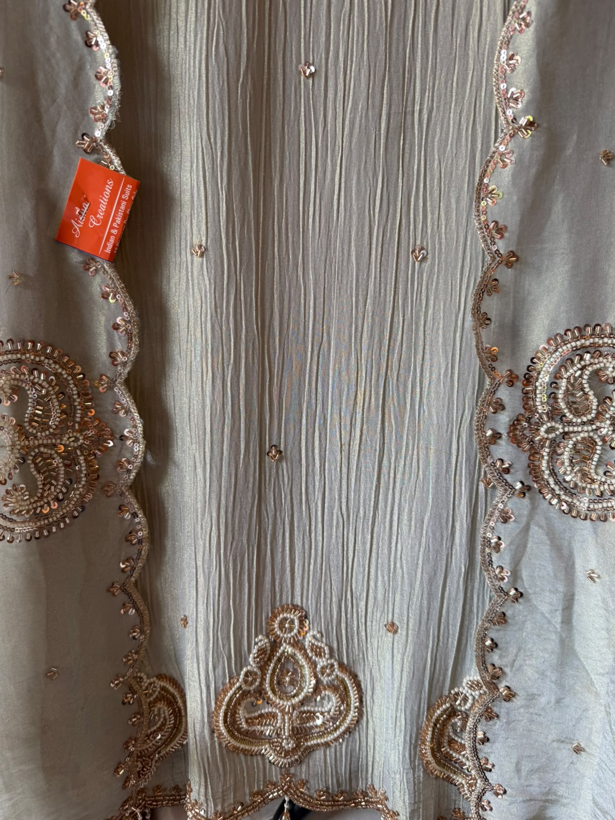 Beautiful pastel Crushed tissue Hand-Embroidered Luxury Suit