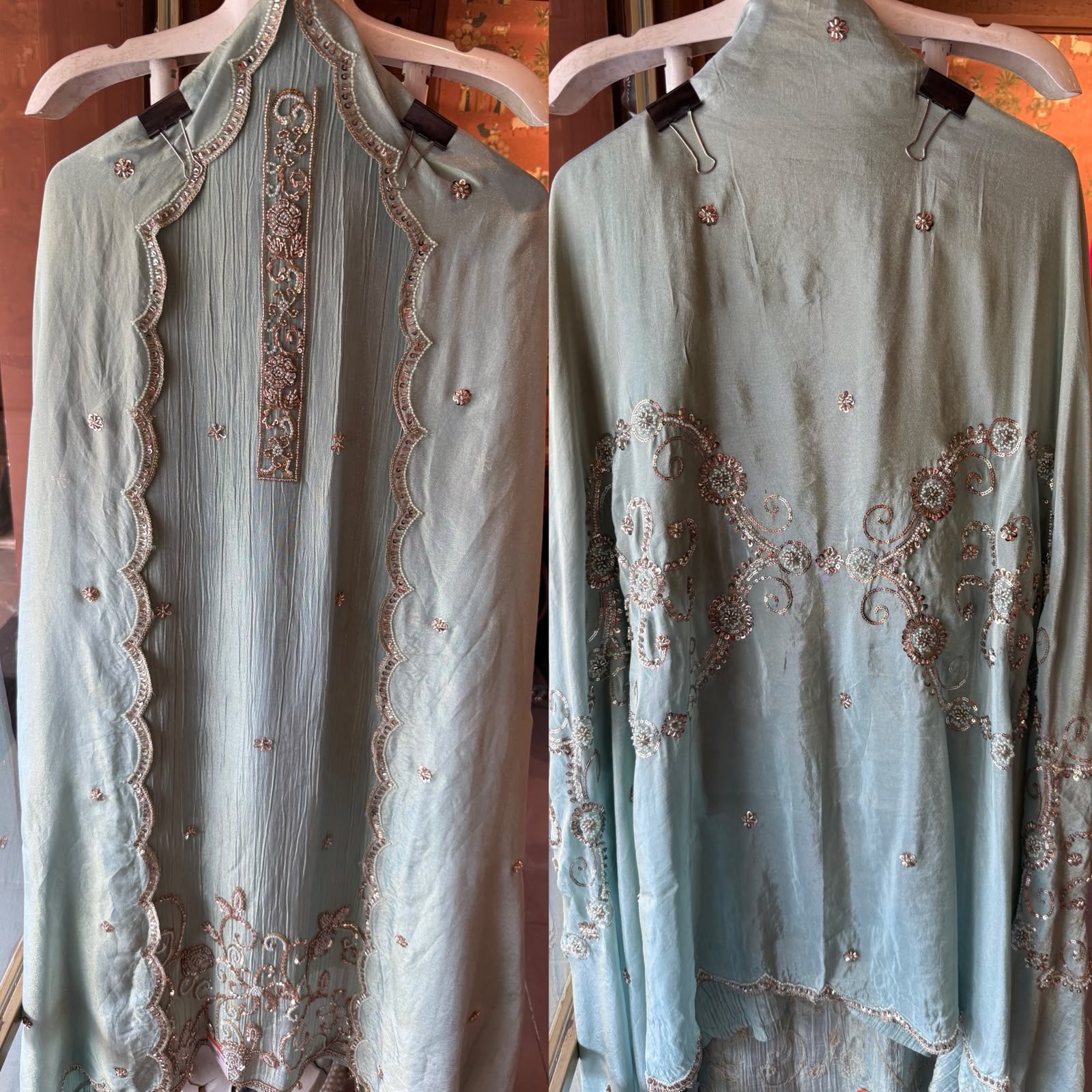 Premium crushed shimmer fabric unstitched suit