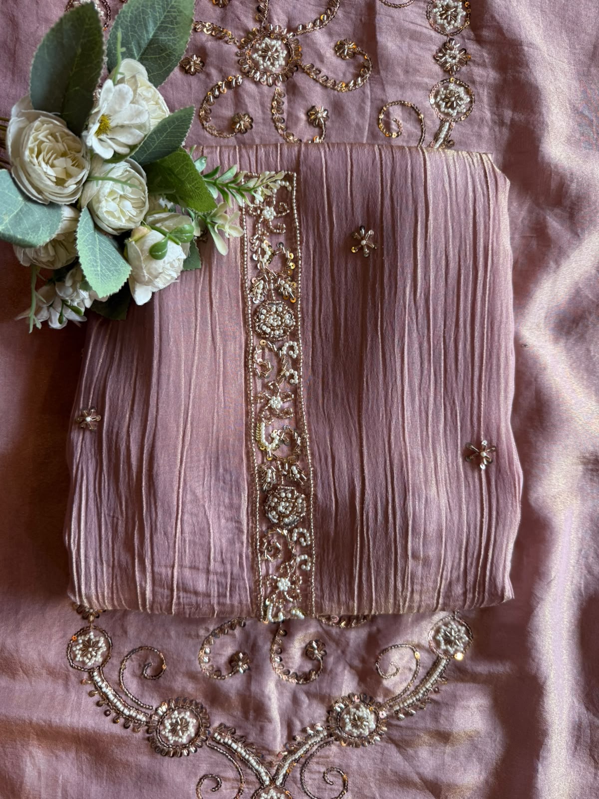 Premium crushed shimmer fabric unstitched suit