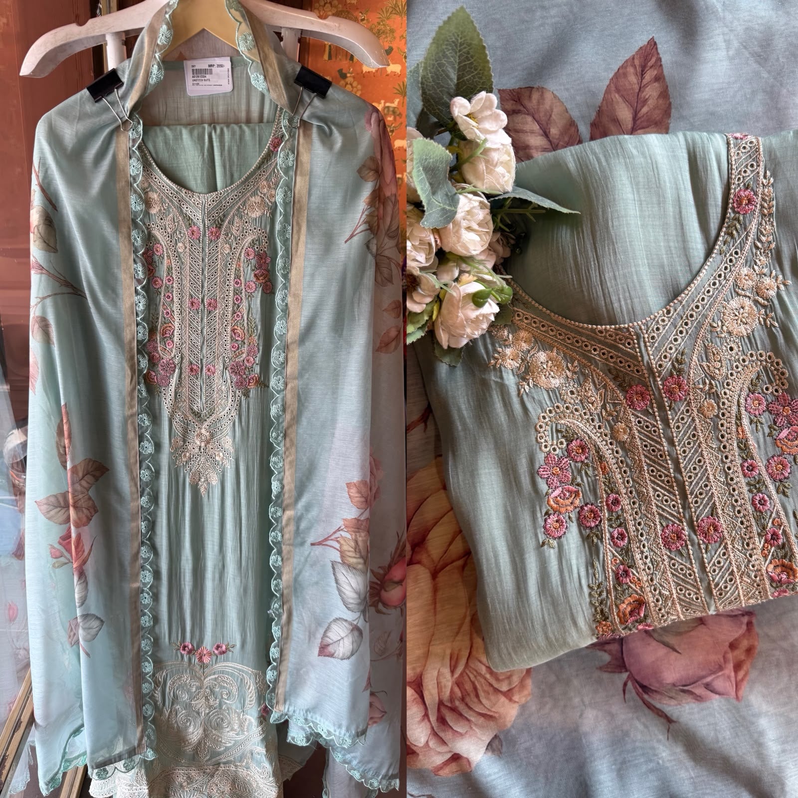 Mul chanderi Unstitched Suit set
