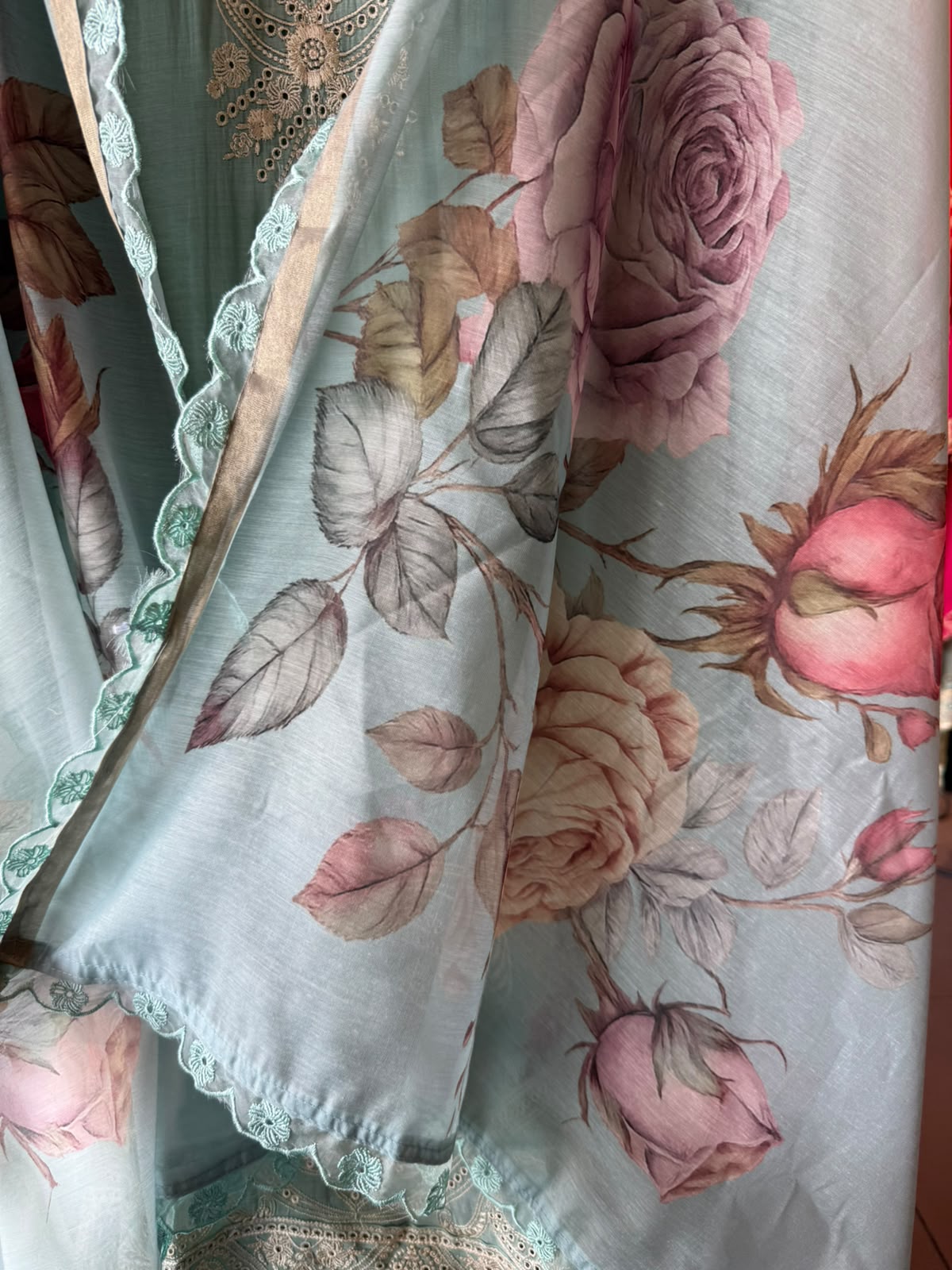 Mul chanderi Unstitched Suit set