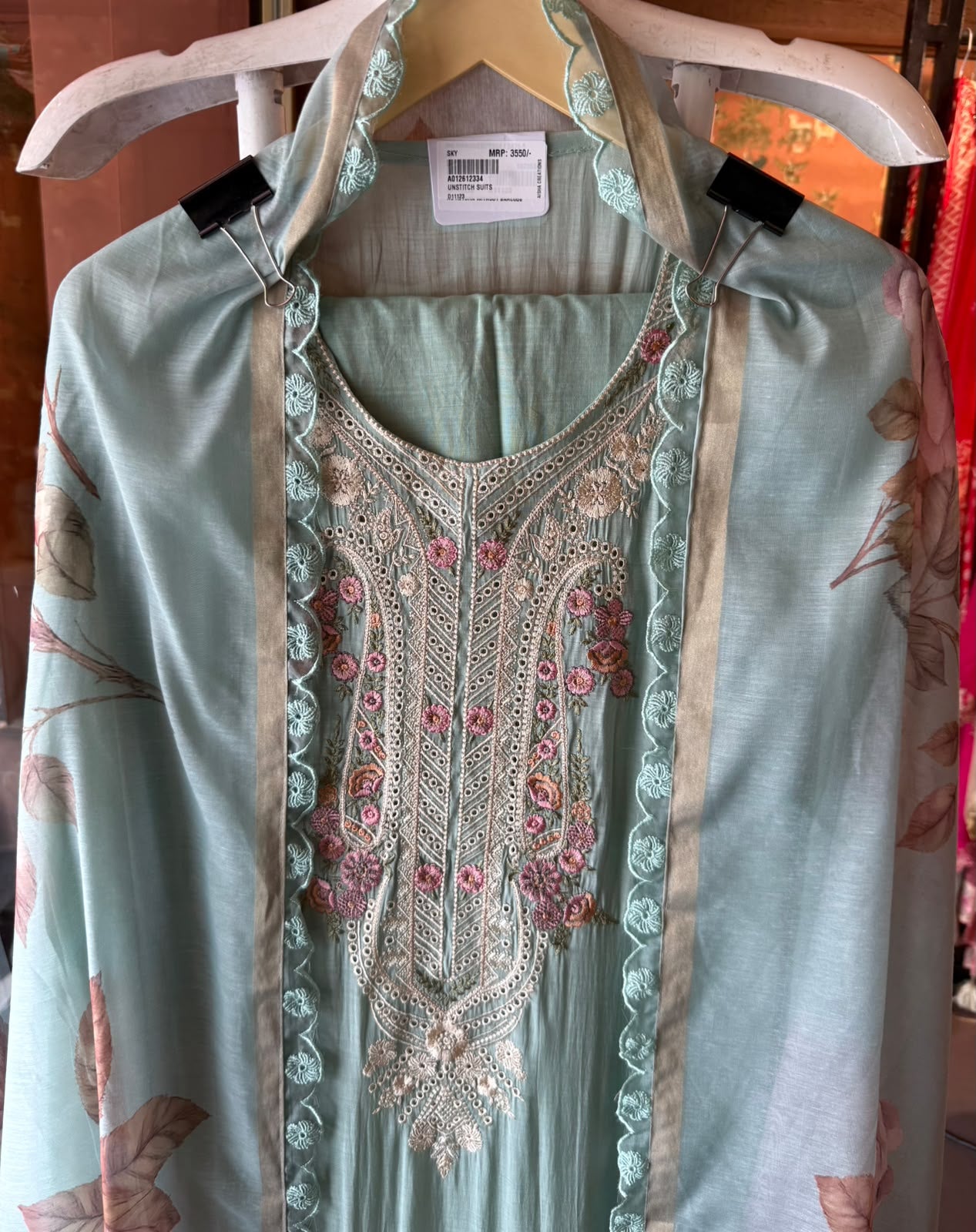 Mul chanderi Unstitched Suit set