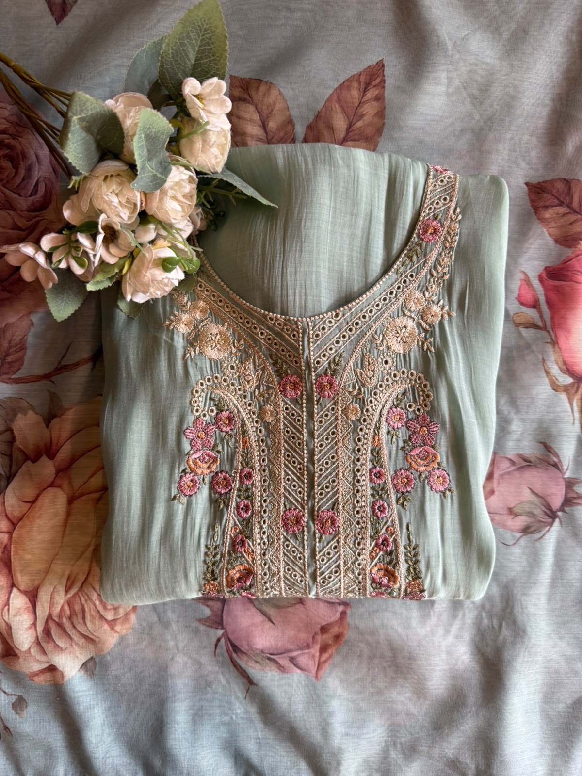 Mul chanderi Unstitched Suit set