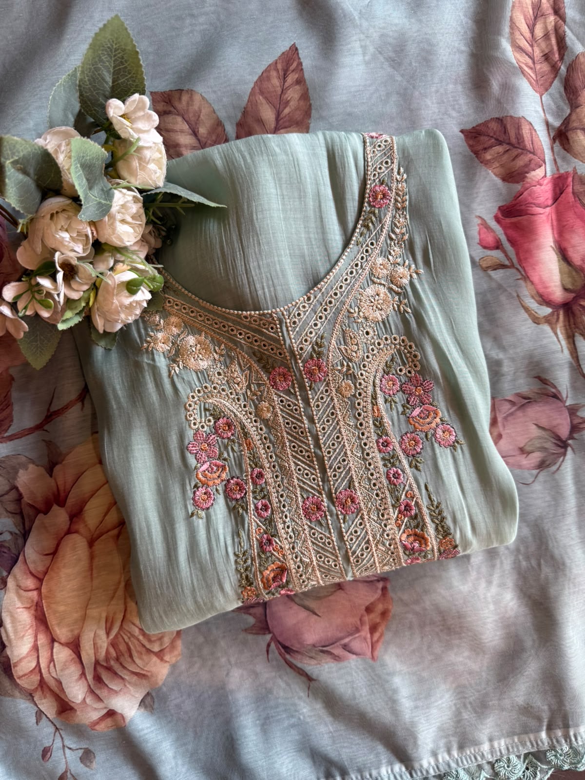 Mul chanderi Unstitched Suit set