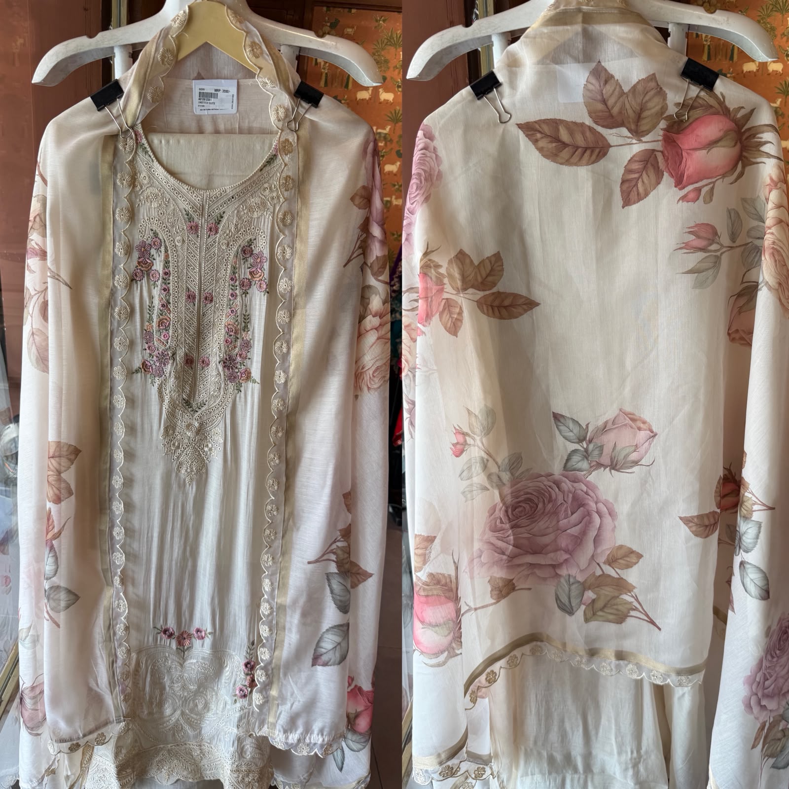 Mul chanderi Unstitched Suit set