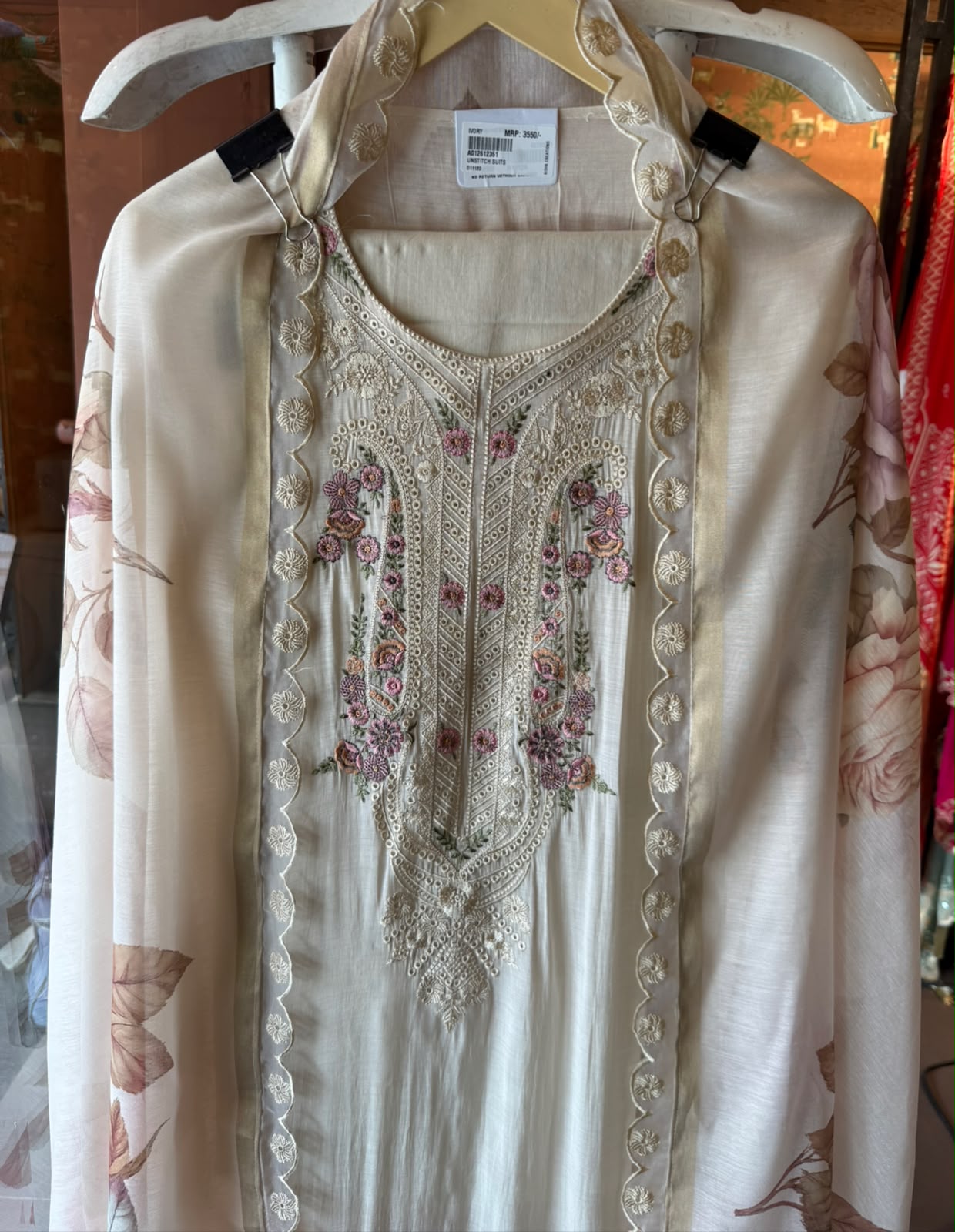 Mul chanderi Unstitched Suit set