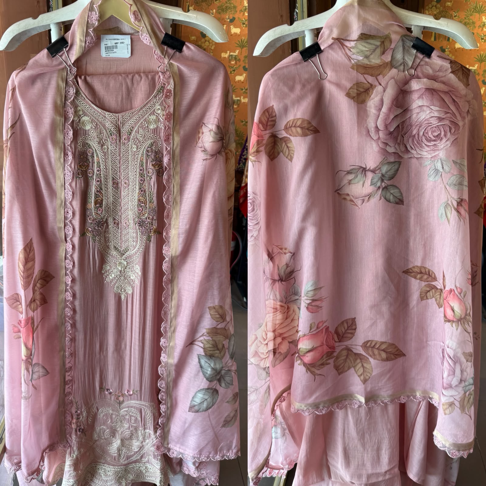 Mul chanderi Unstitched Suit set