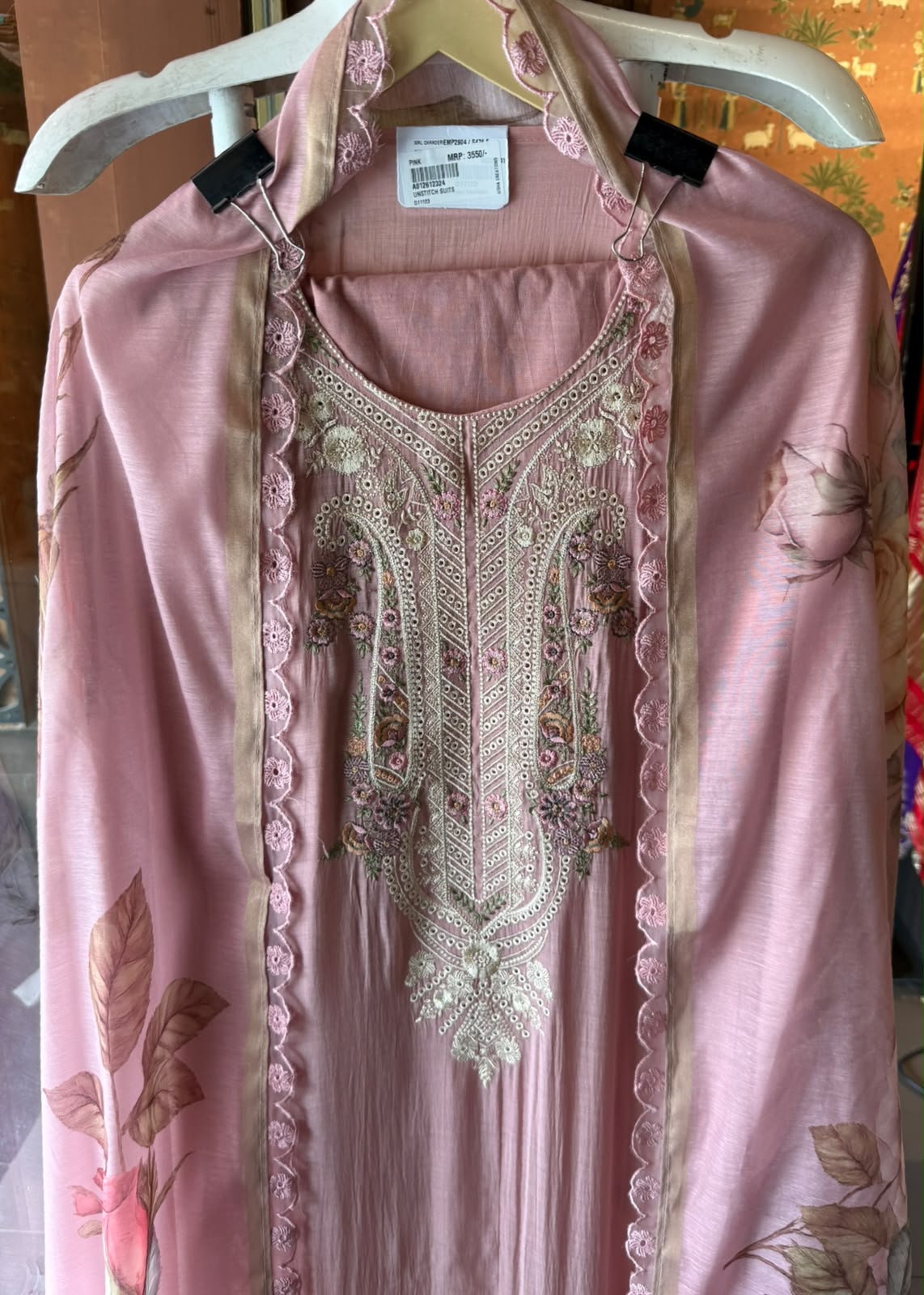 Mul chanderi Unstitched Suit set