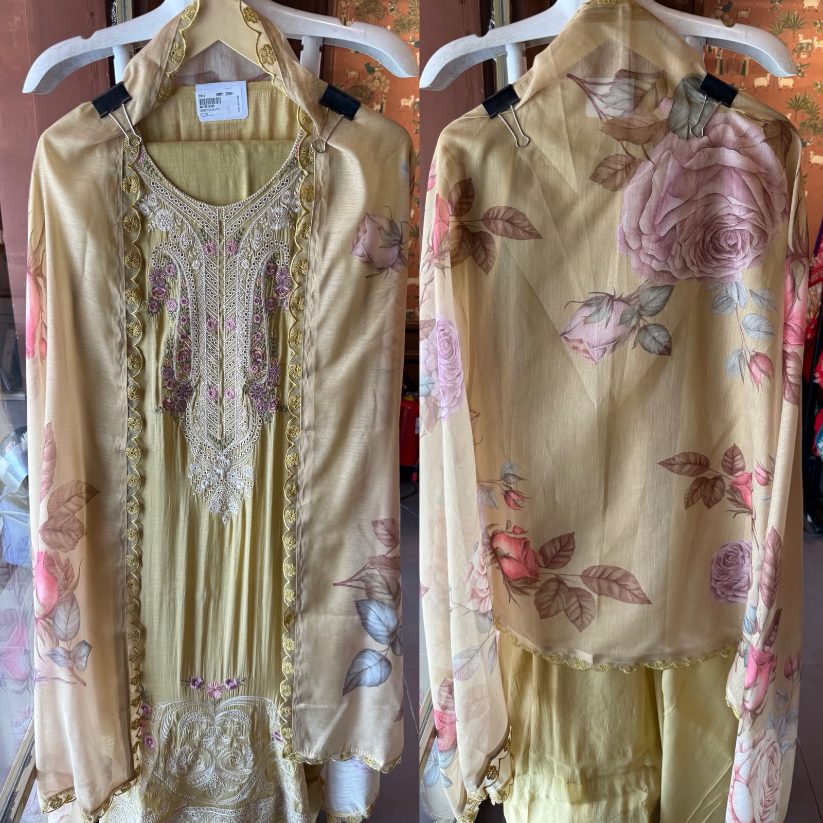 Mul chanderi Unstitched Suit set