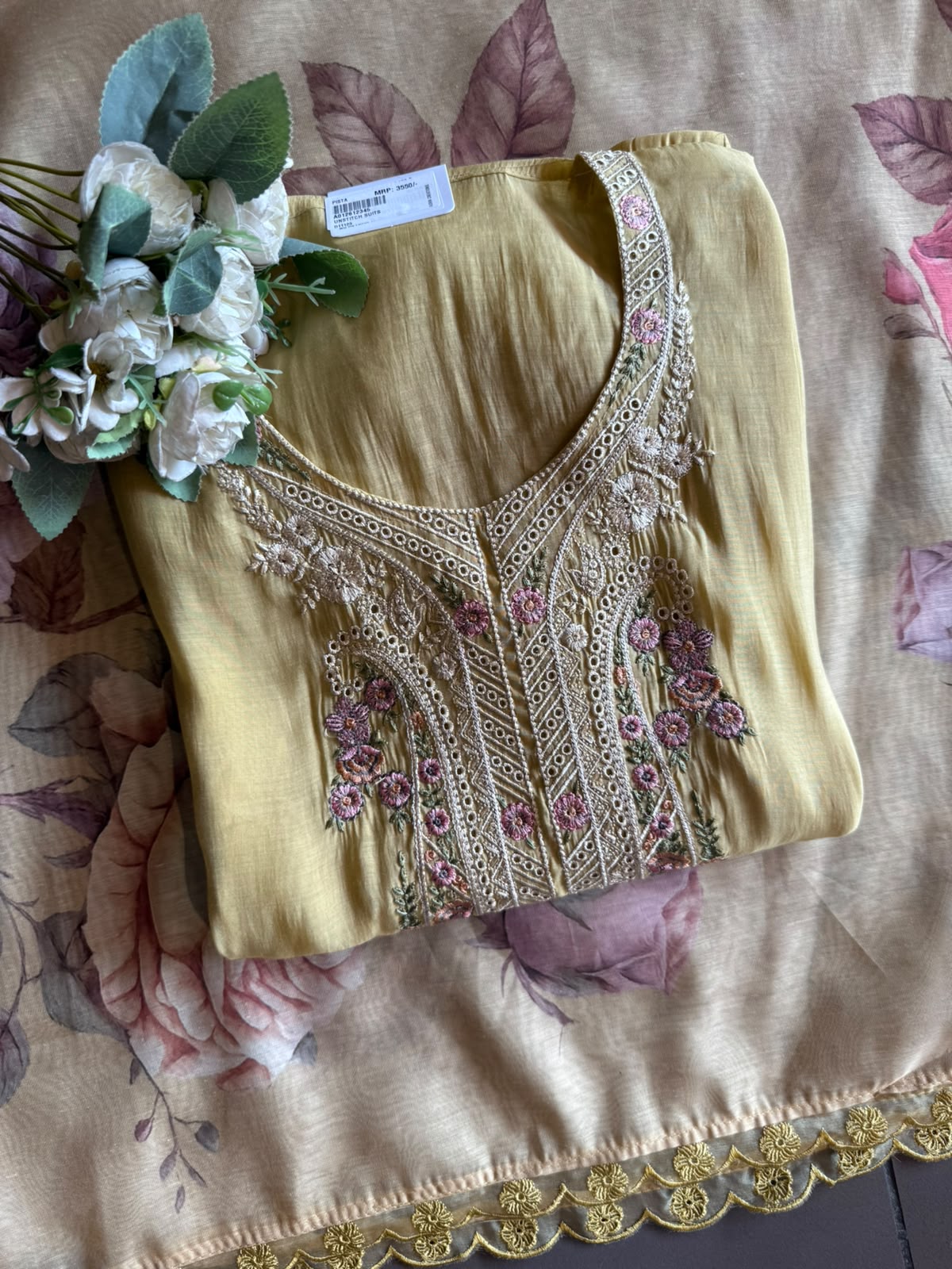 Mul chanderi Unstitched Suit set
