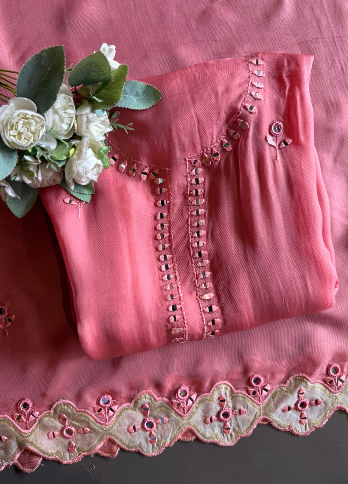 Designer appliqué Mirror cutwork Suit