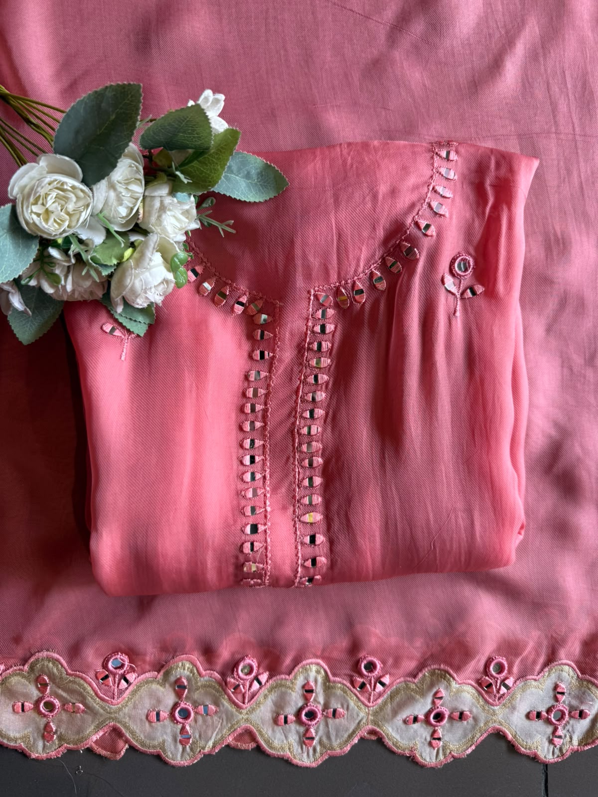 Designer appliqué Mirror cutwork Suit