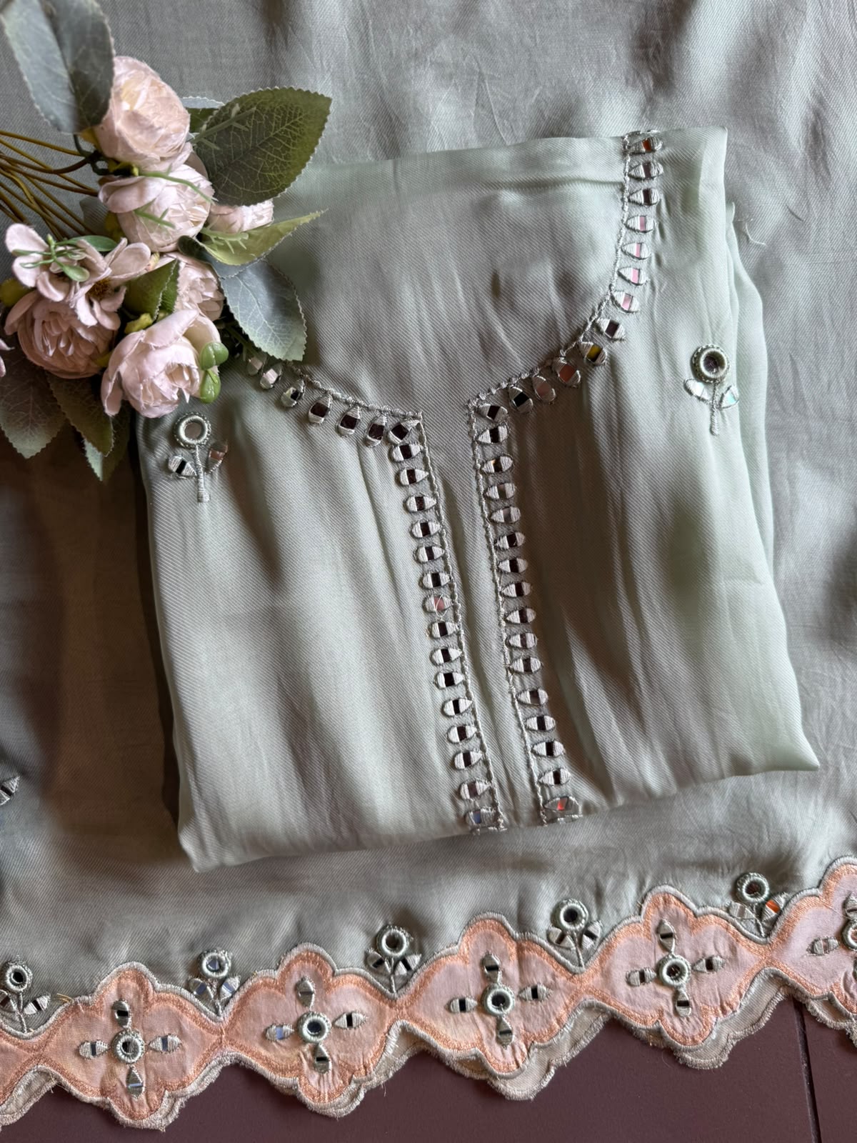 Designer appliqué Mirror cutwork Suit