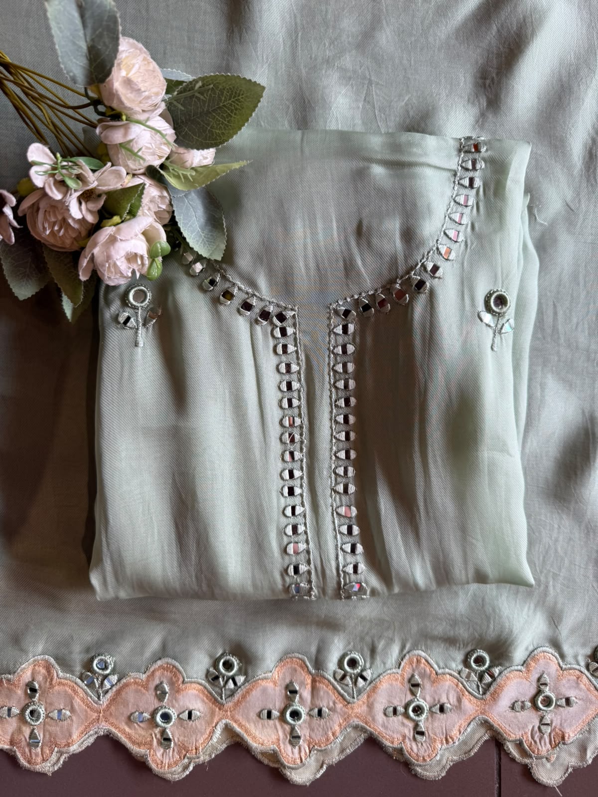 Designer appliqué Mirror cutwork Suit