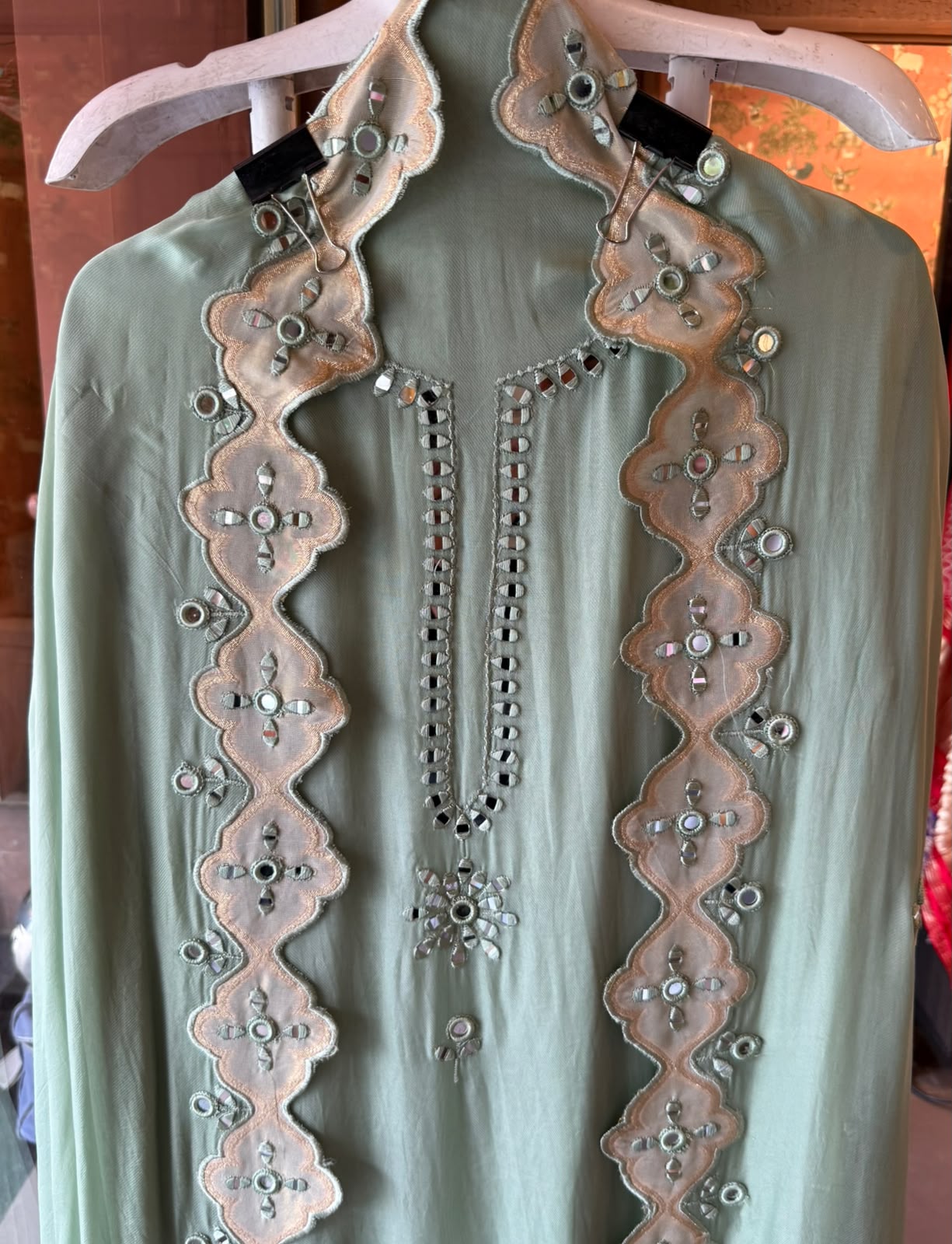 Designer appliqué Mirror cutwork Suit