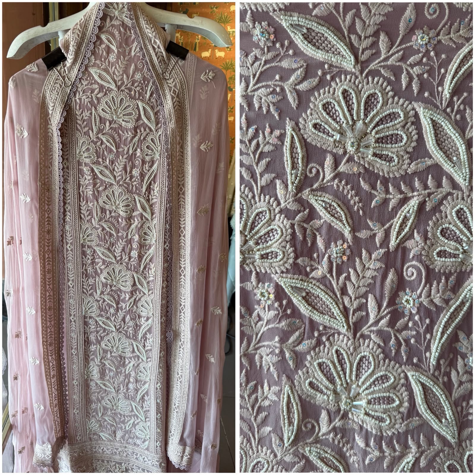 Elegant pastel Embroidered Lakhnavi Suit