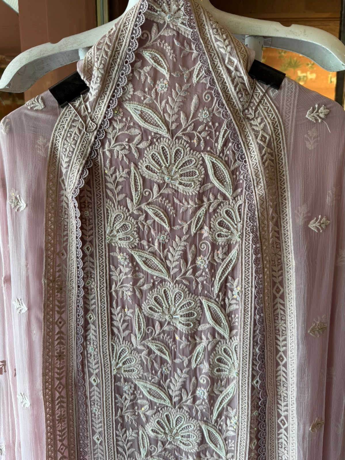 Elegant pastel Embroidered Lakhnavi Suit