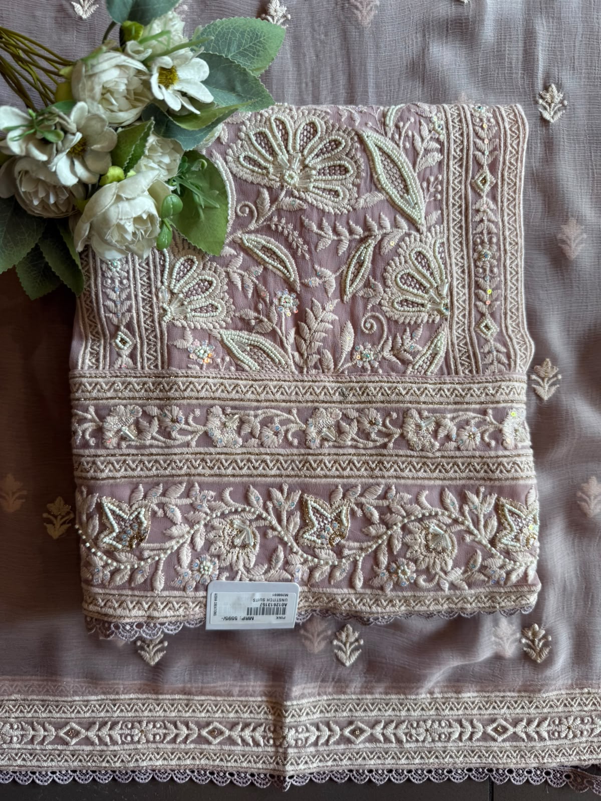 Elegant pastel Embroidered Lakhnavi Suit