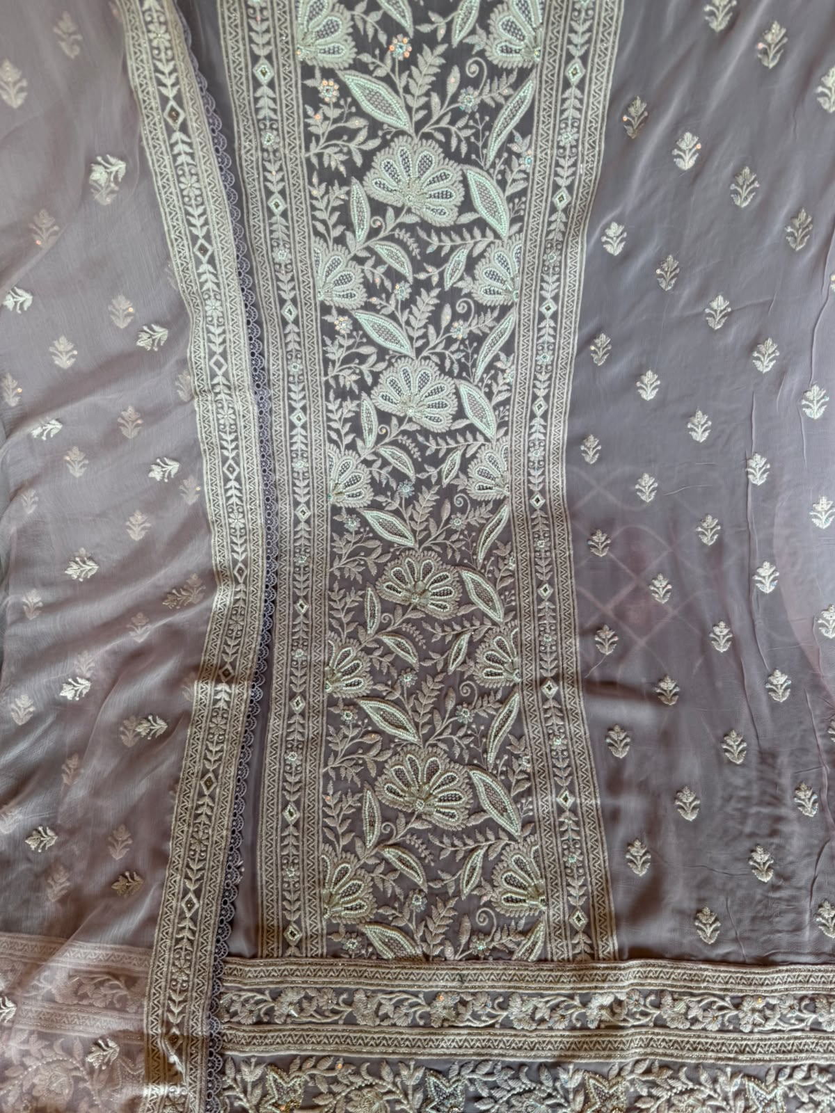 Elegant pastel Embroidered Lakhnavi Suit