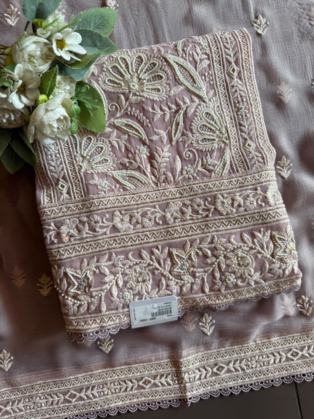 Elegant pastel Embroidered Lakhnavi Suit