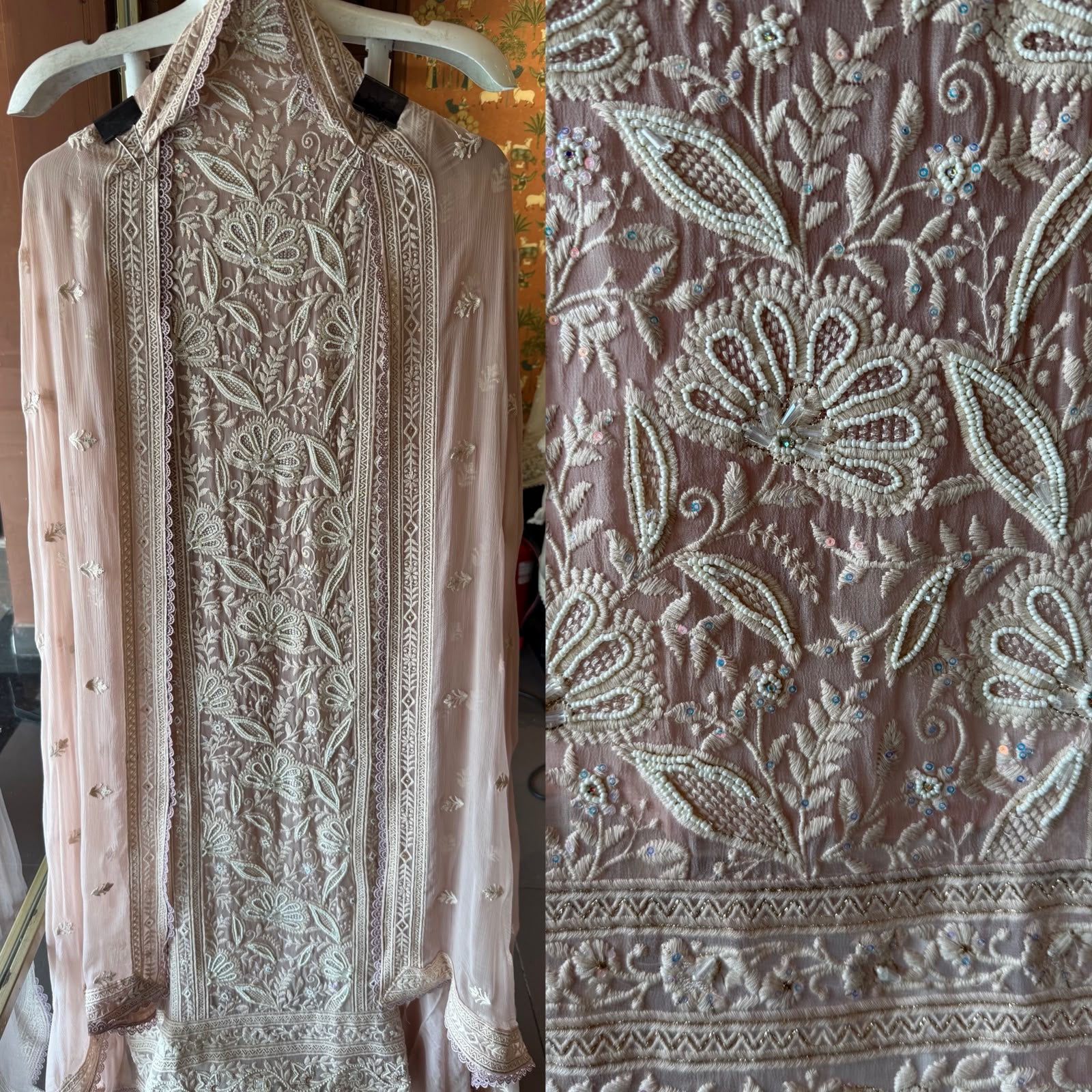 Elegant pastel Embroidered Lakhnavi Suit