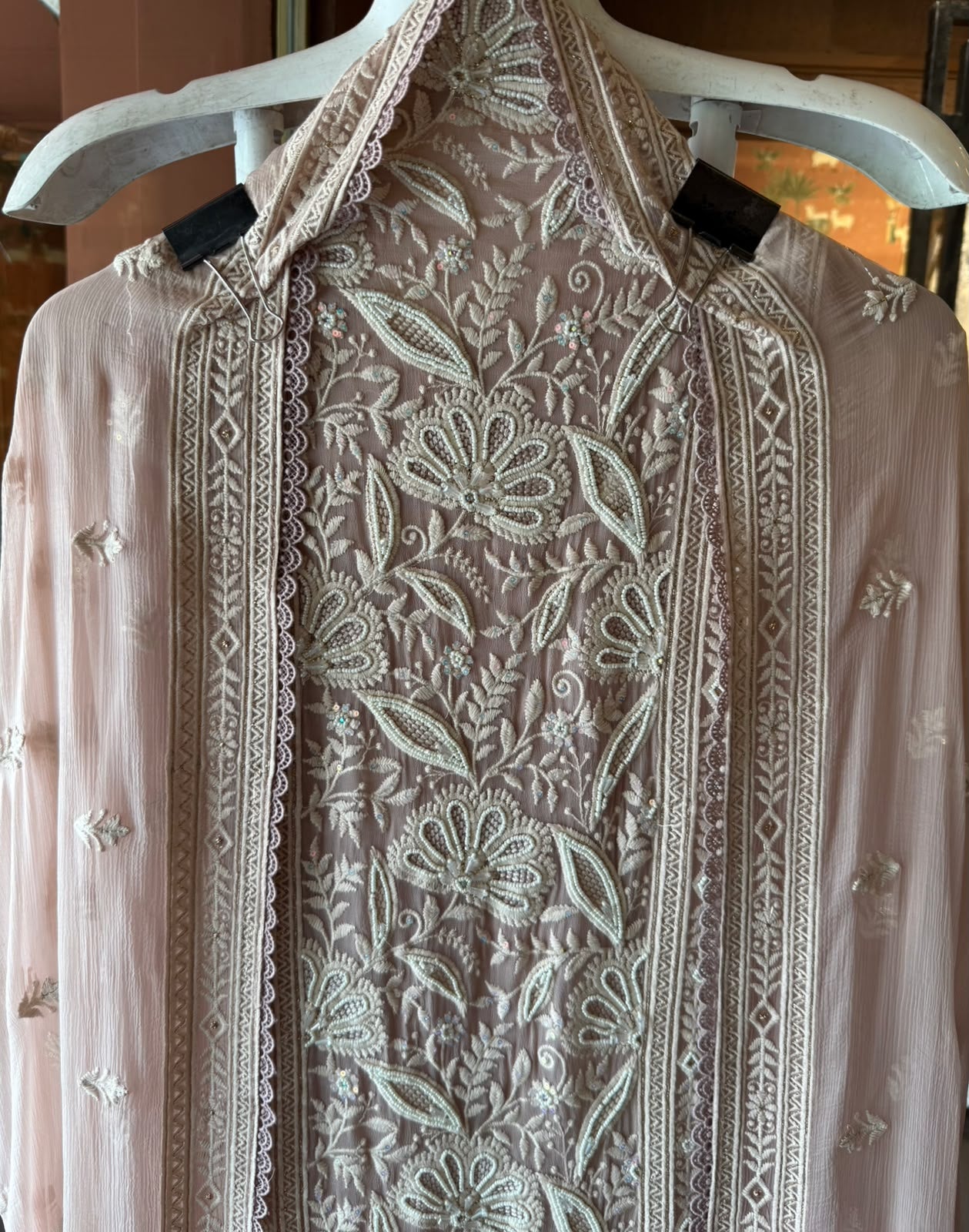 Elegant pastel Embroidered Lakhnavi Suit