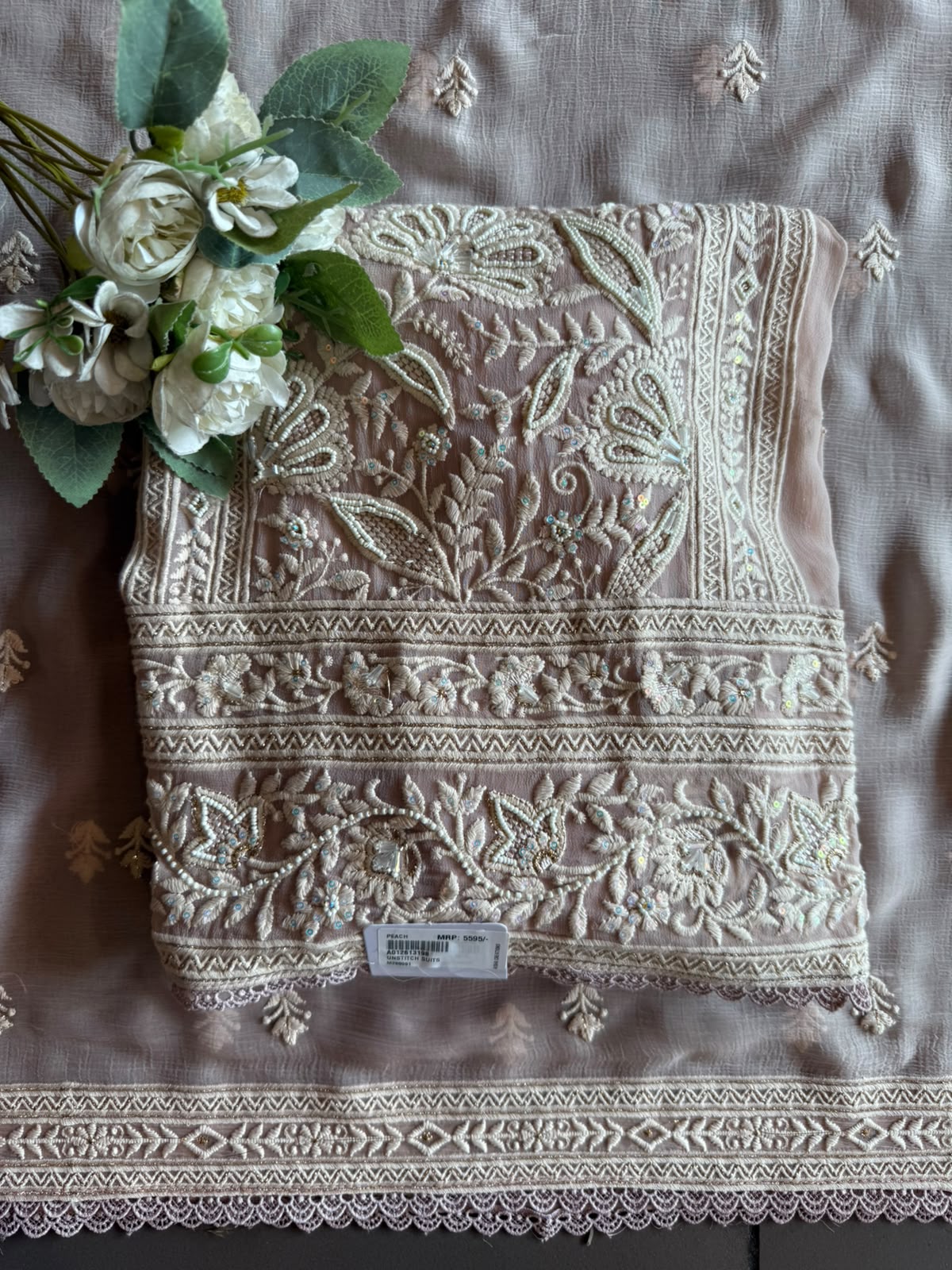 Elegant pastel Embroidered Lakhnavi Suit