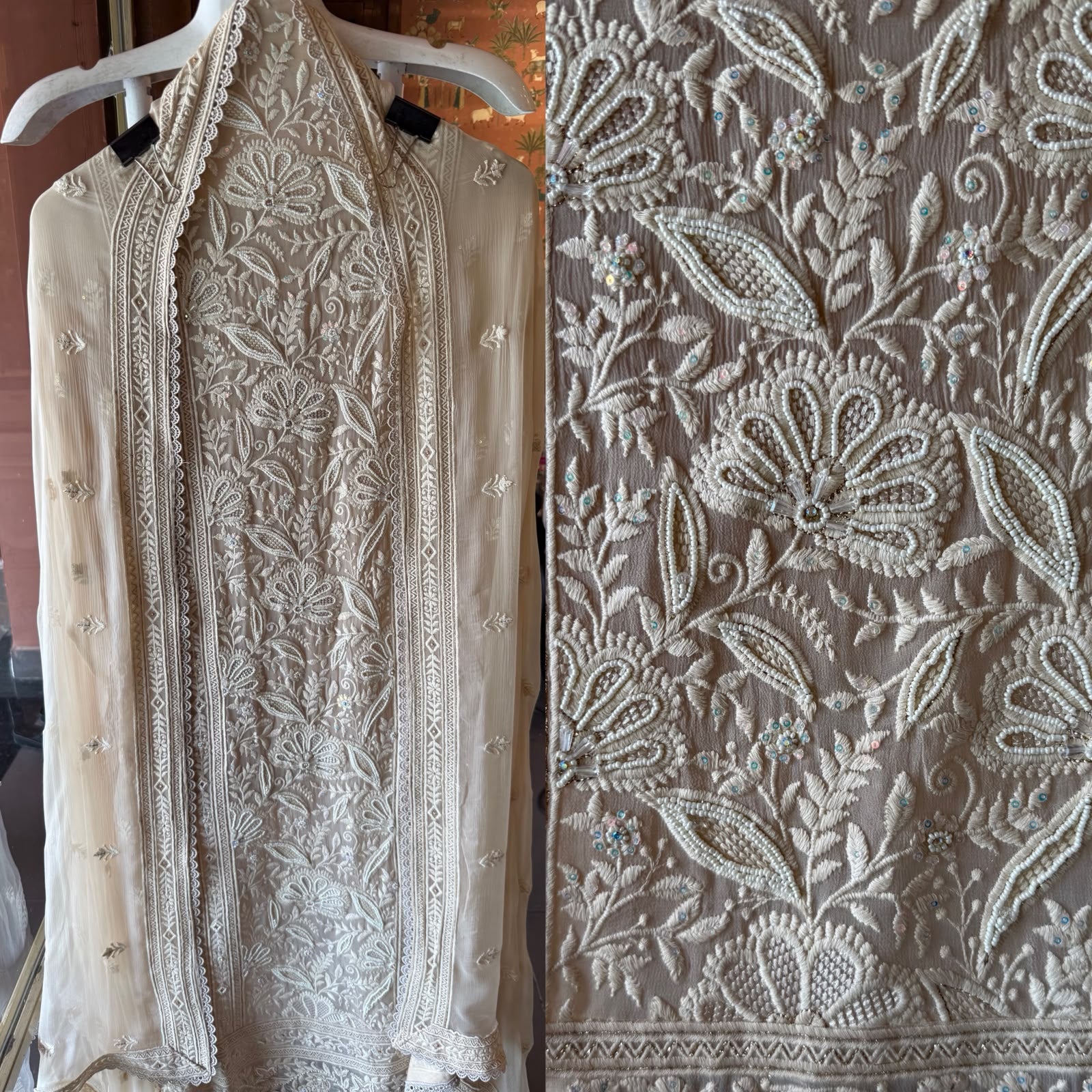 Elegant pastel Embroidered Lakhnavi Suit