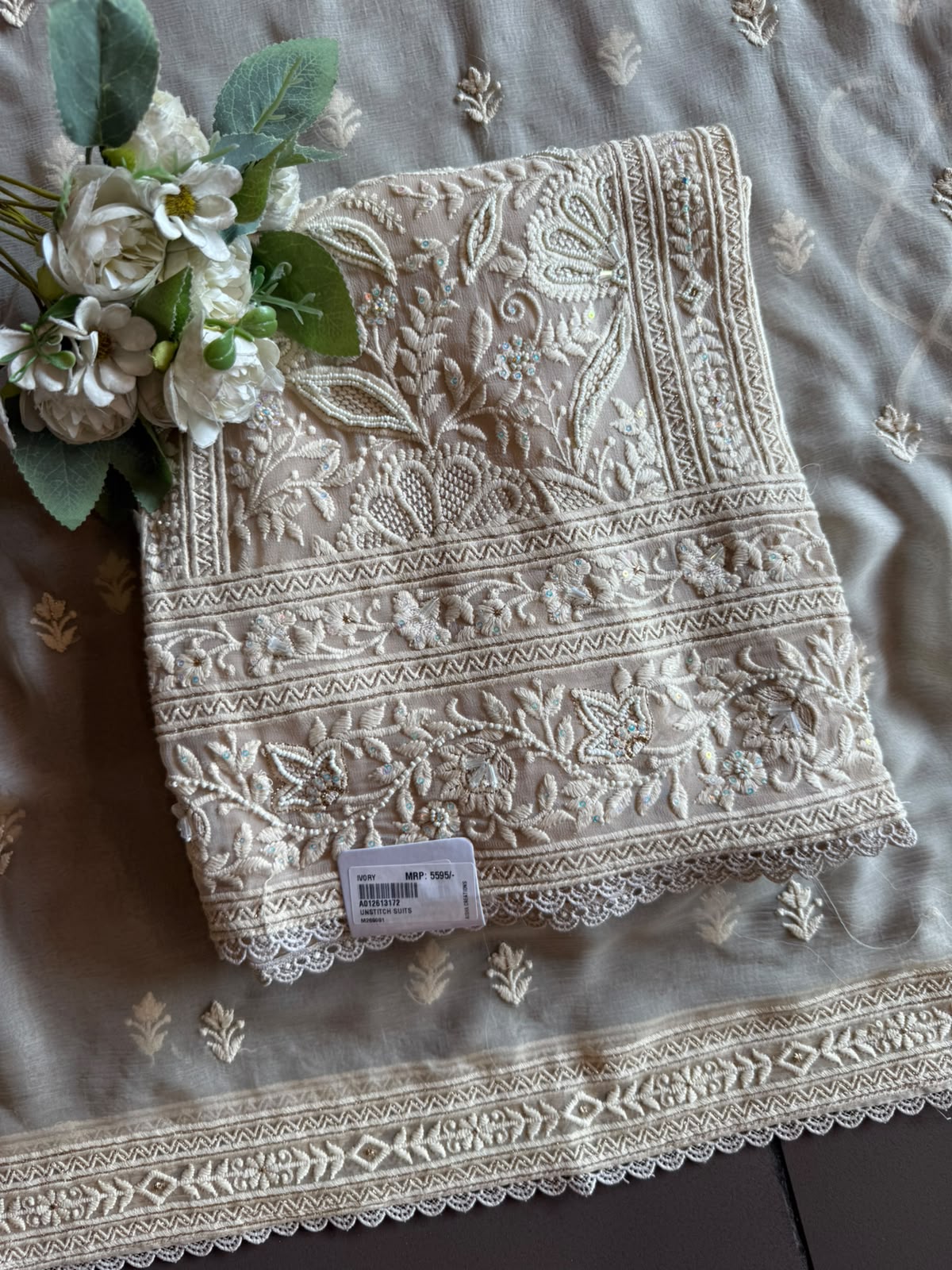 Elegant pastel Embroidered Lakhnavi Suit