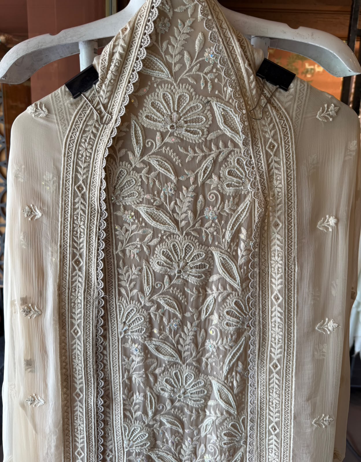 Elegant pastel Embroidered Lakhnavi Suit