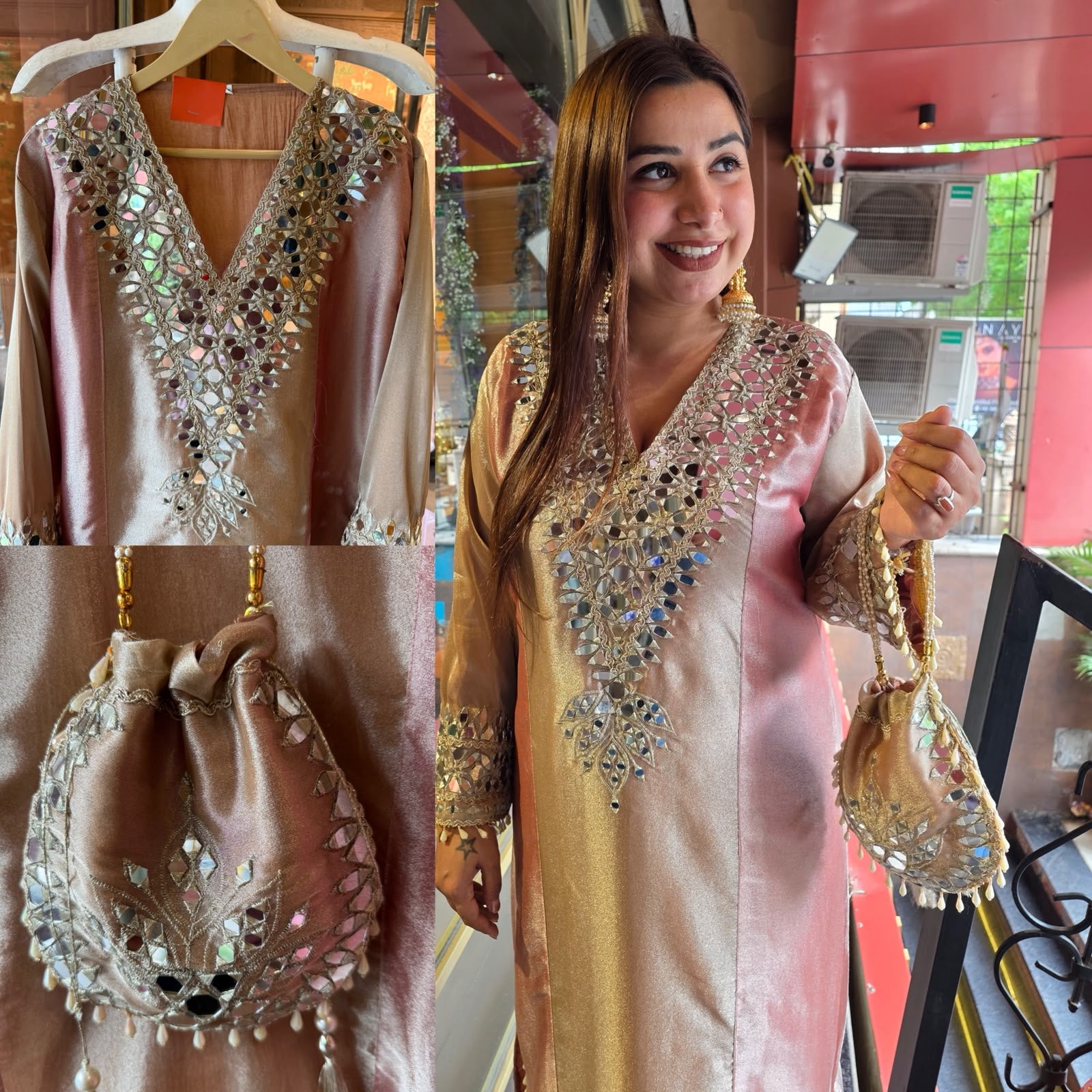 Mirror Work Festive Long dress Set