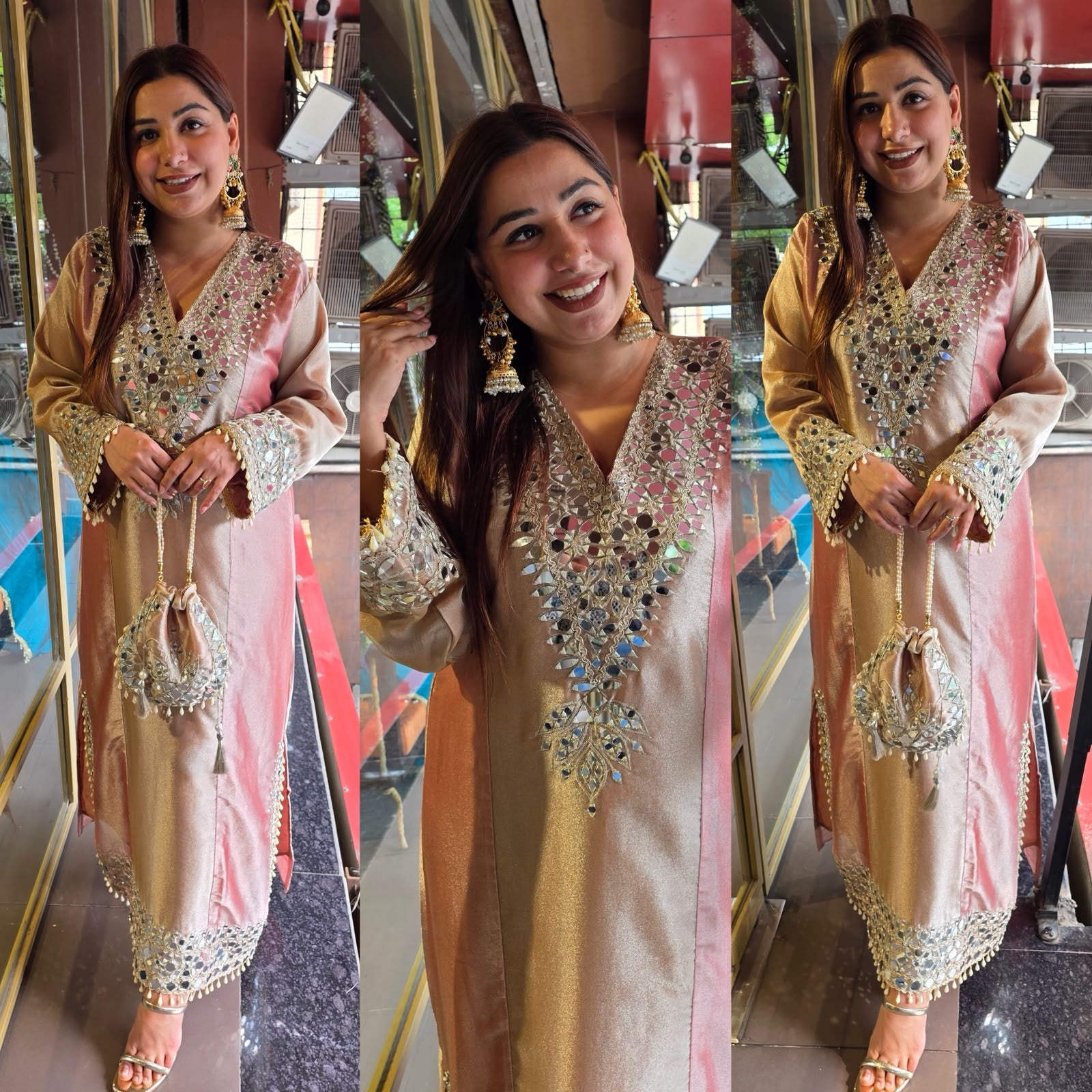 Mirror Work Festive Long dress Set