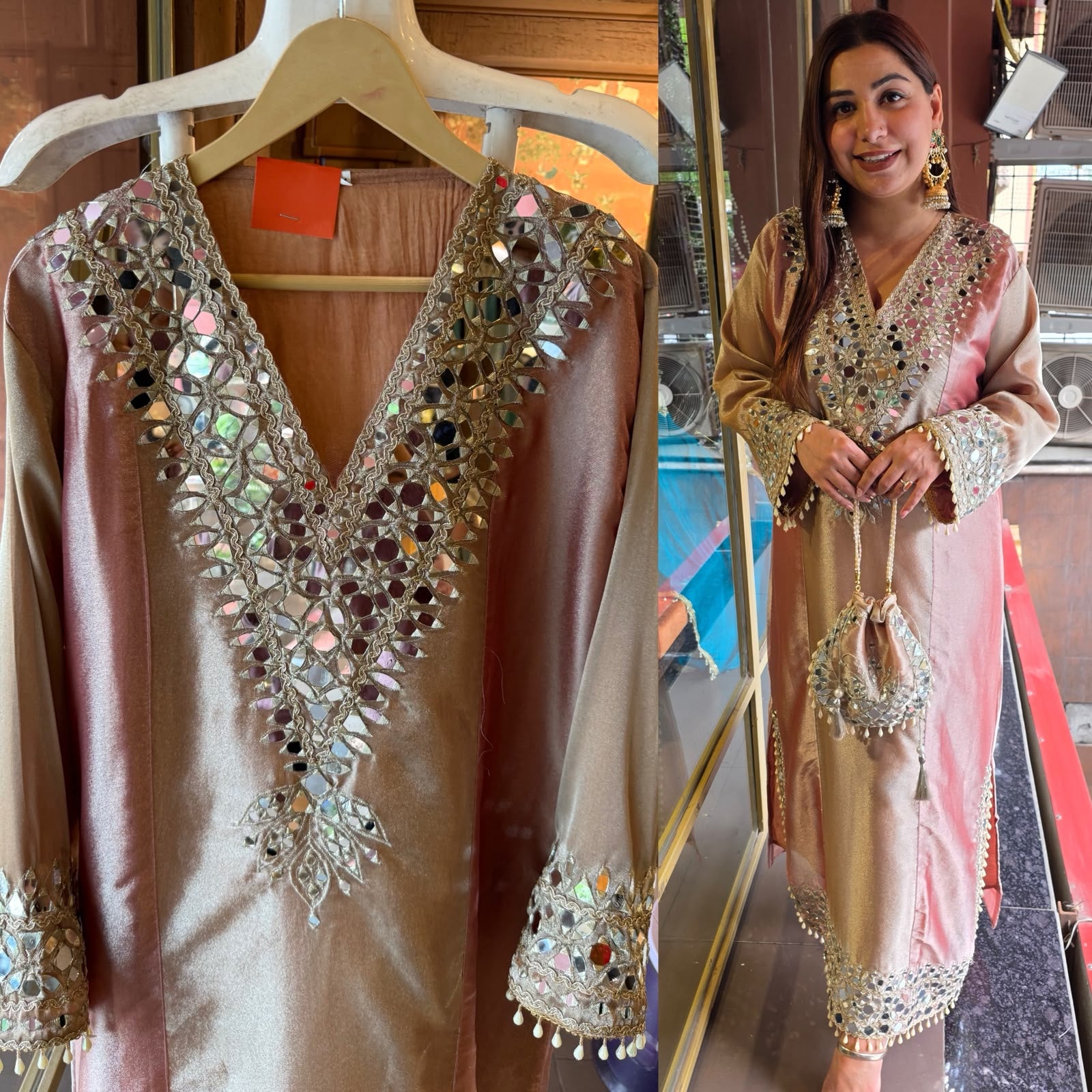 Mirror Work Festive Long dress Set