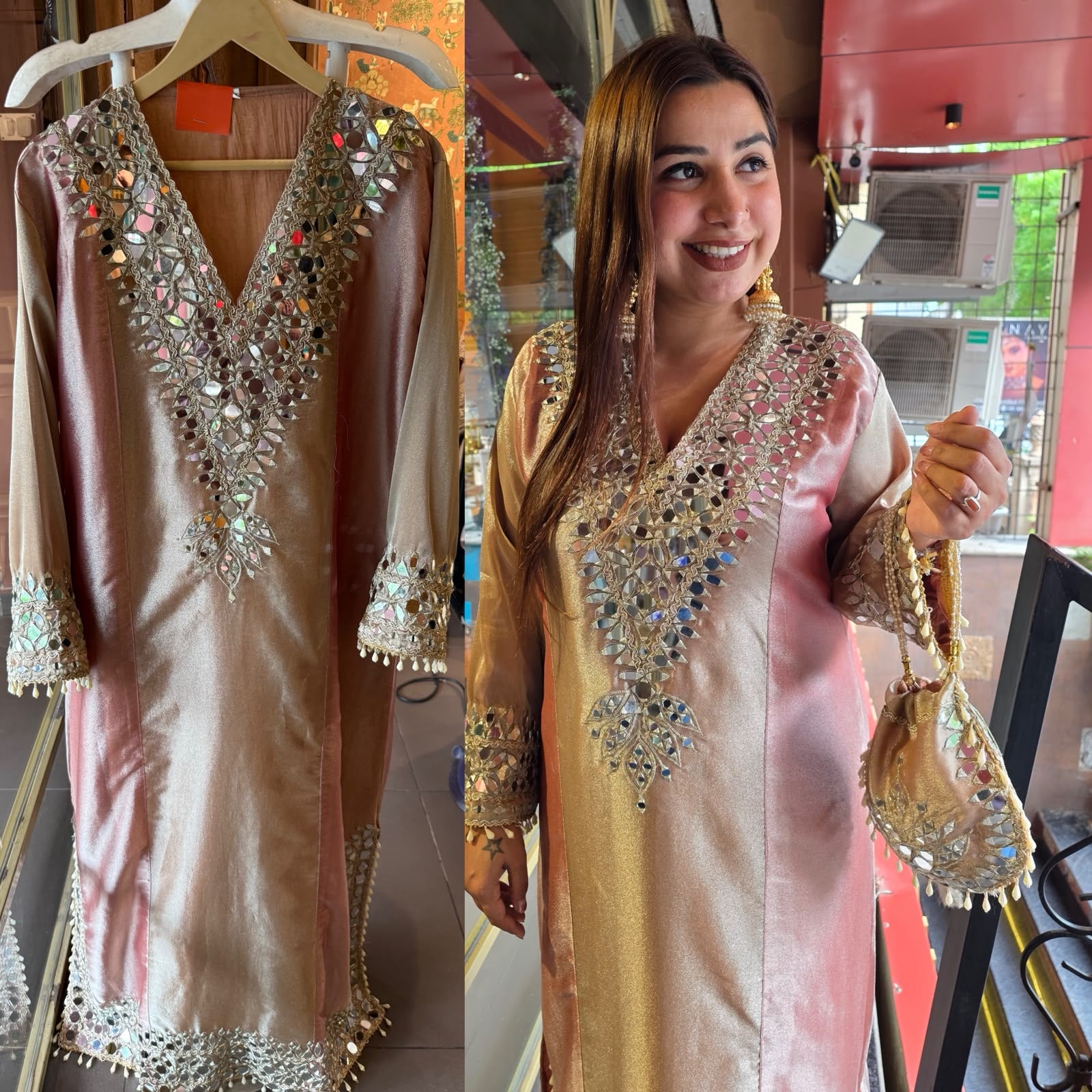 Mirror Work Festive Long dress Set