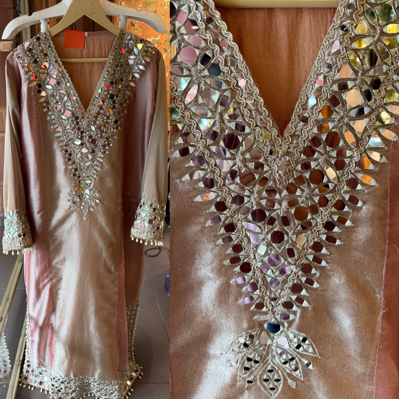 Mirror Work Festive Long dress Set