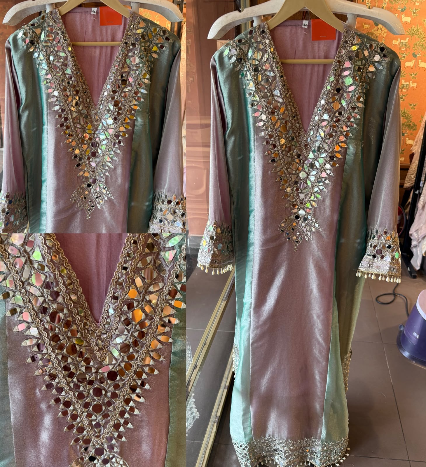 Mirror Work Festive Long dress Set