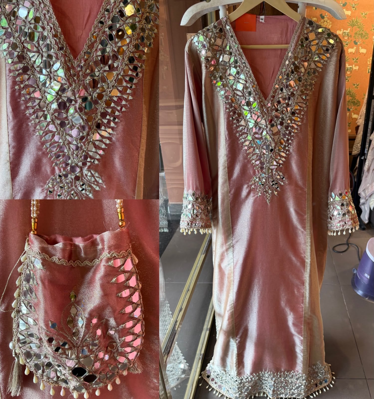 Mirror Work Festive Long dress Set