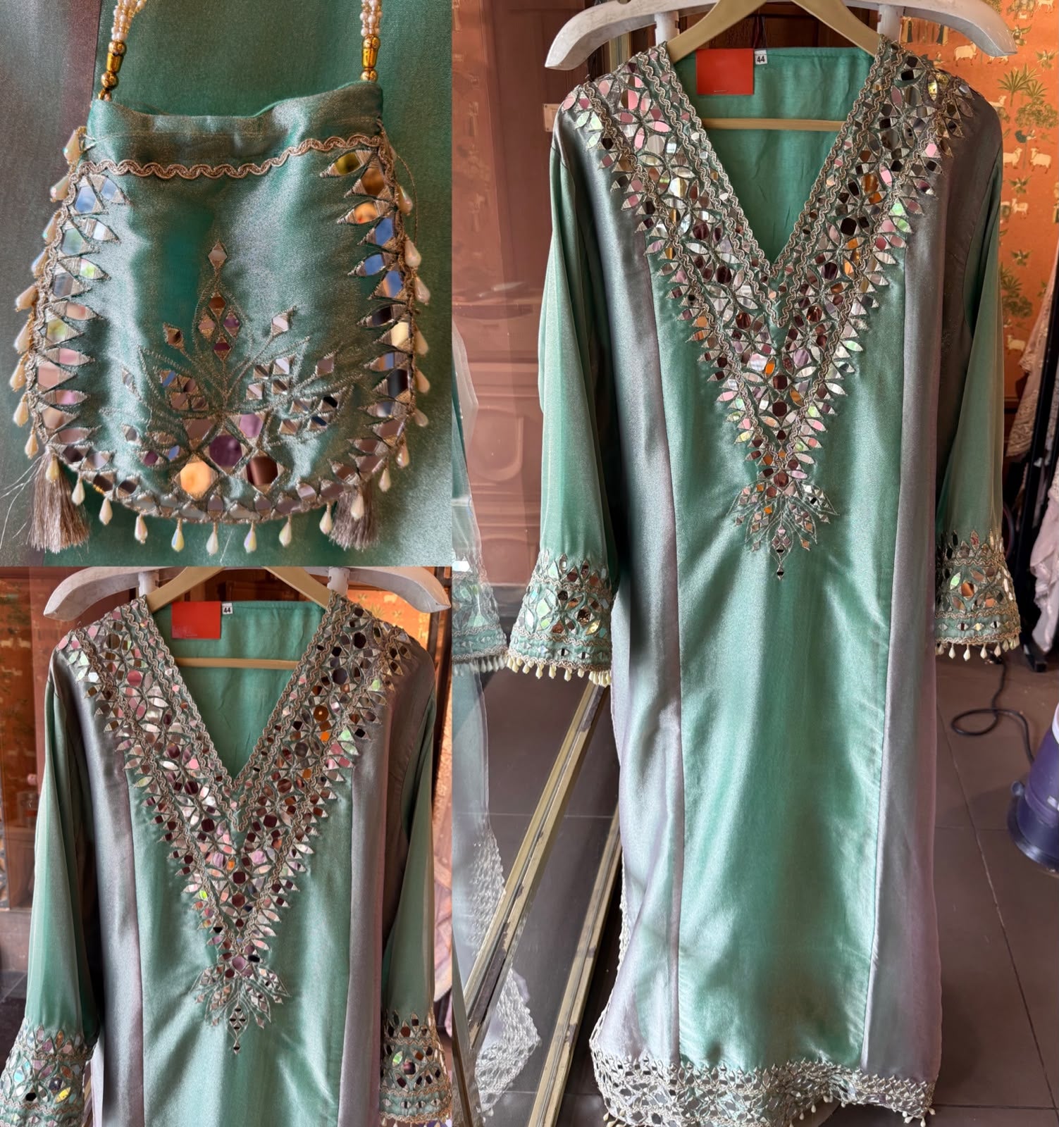 Mirror Work Festive Long dress Set