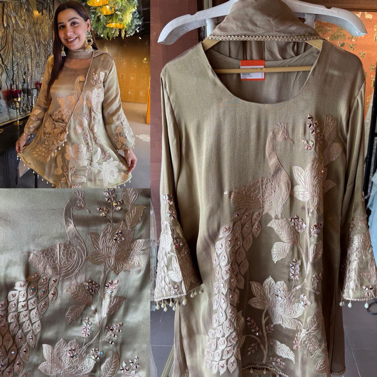 Peacock Embroidered Suit Set